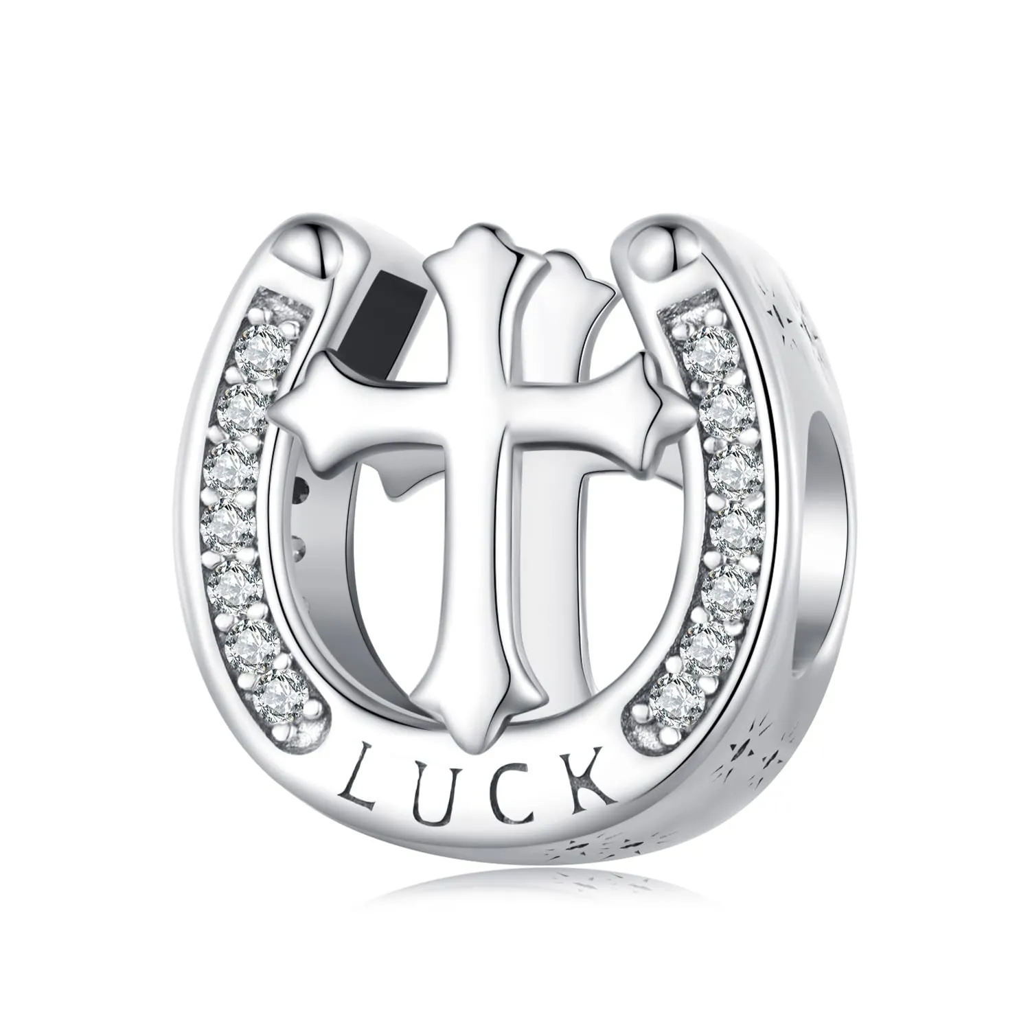 NINGAN Croce in Argento 925 Perlina Charm Religioso per Bracciale e Collana Donna - immagine 1
