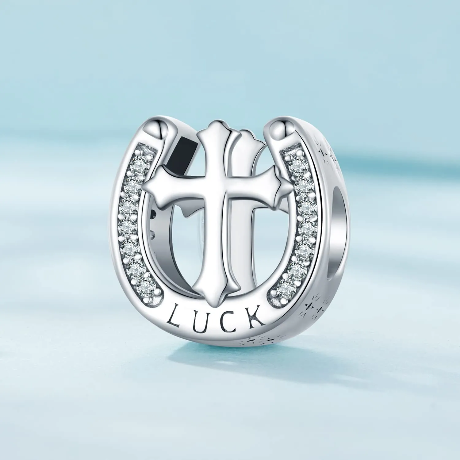 NINGAN Croce in Argento 925 Perlina Charm Religioso per Bracciale e Collana Donna - immagine 2