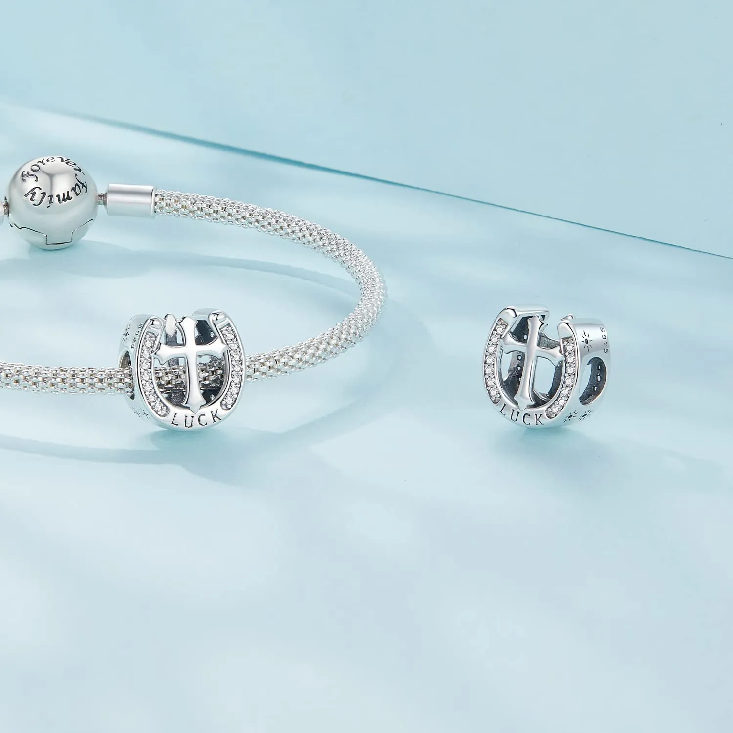 NINGAN Croce in Argento 925 Perlina Charm Religioso per Bracciale e Collana Donna - immagine 4