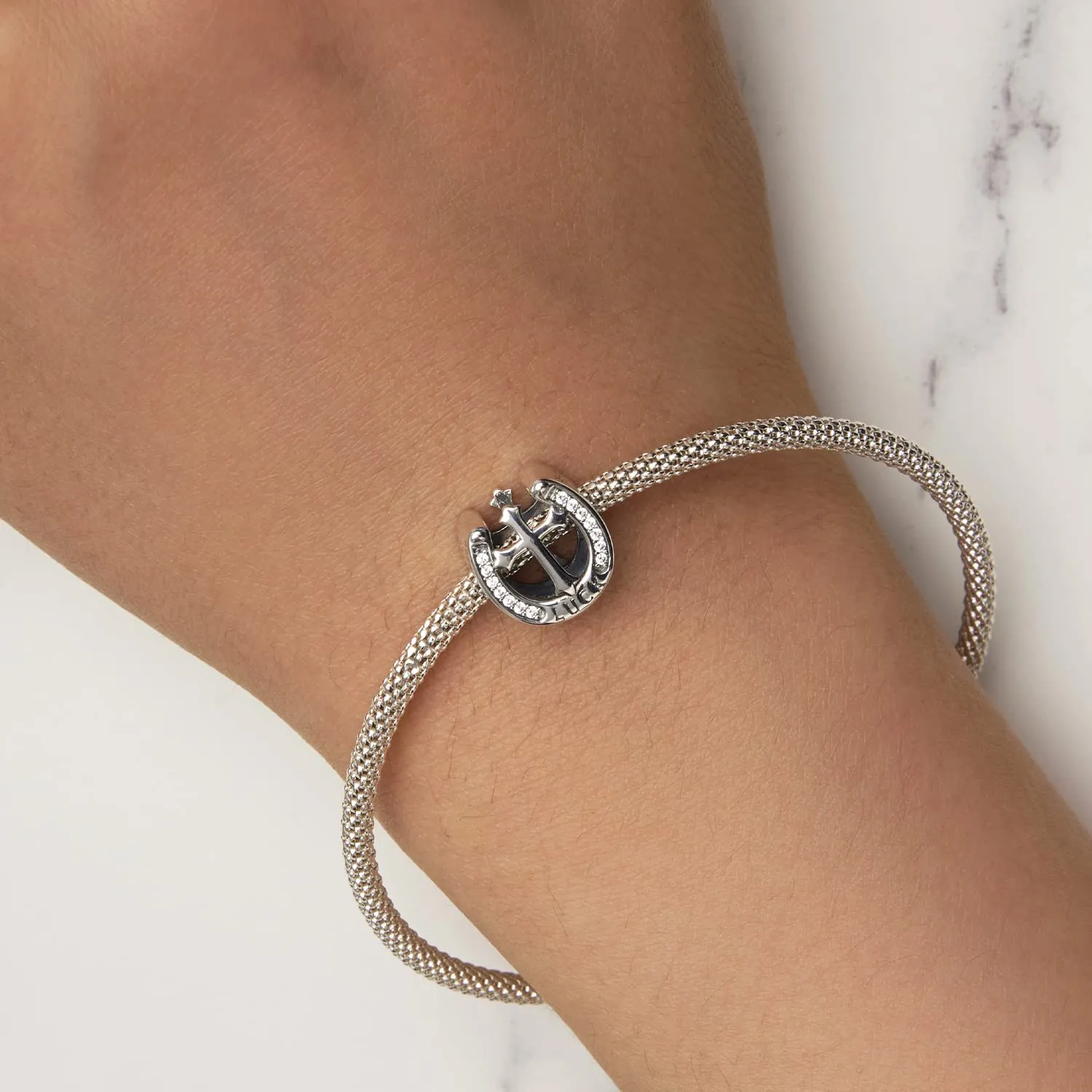 NINGAN Croce in Argento 925 Perlina Charm Religioso per Bracciale e Collana Donna - immagine 5