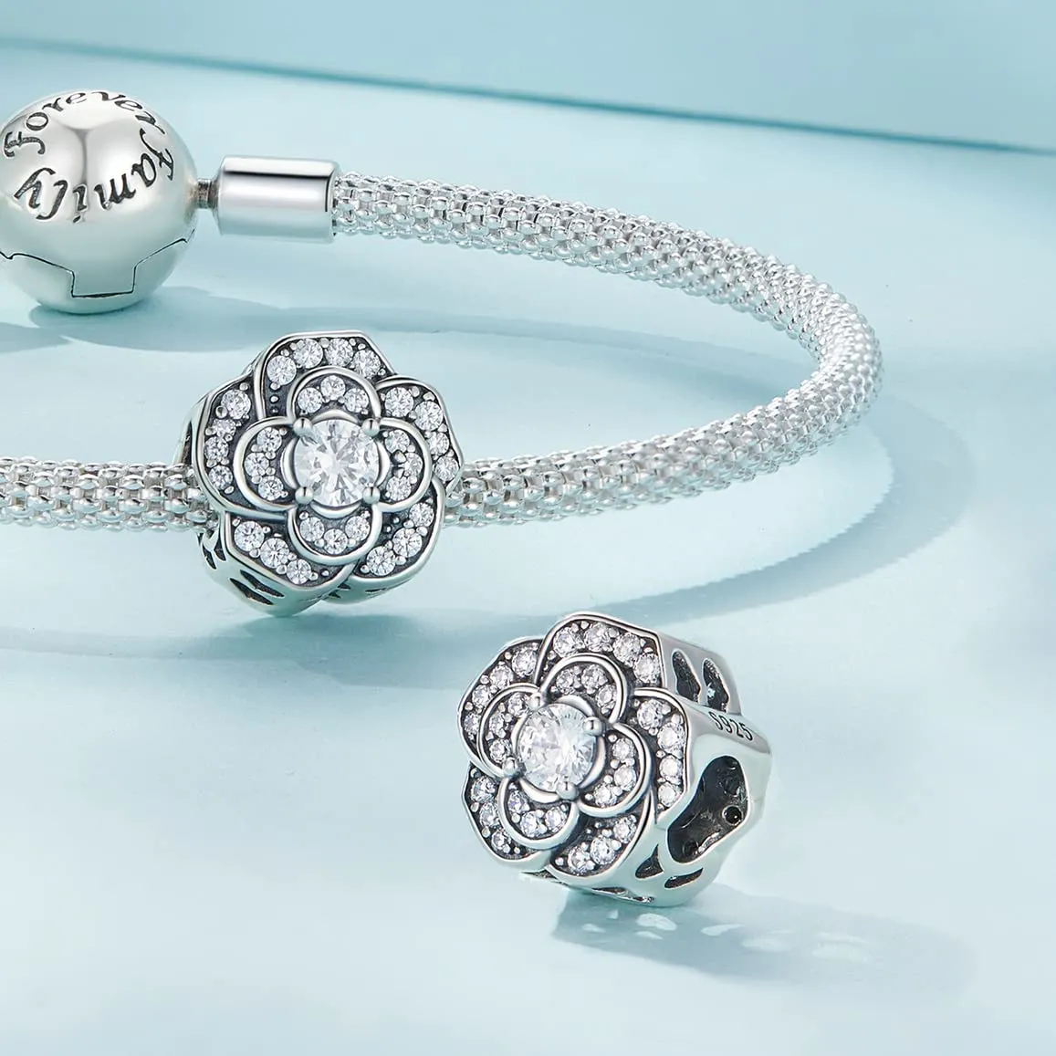 NINGAN Amelia 925 Argento Sterling Ciondolo Charms con Zirconia per Collana e Bracciale - immagine 3