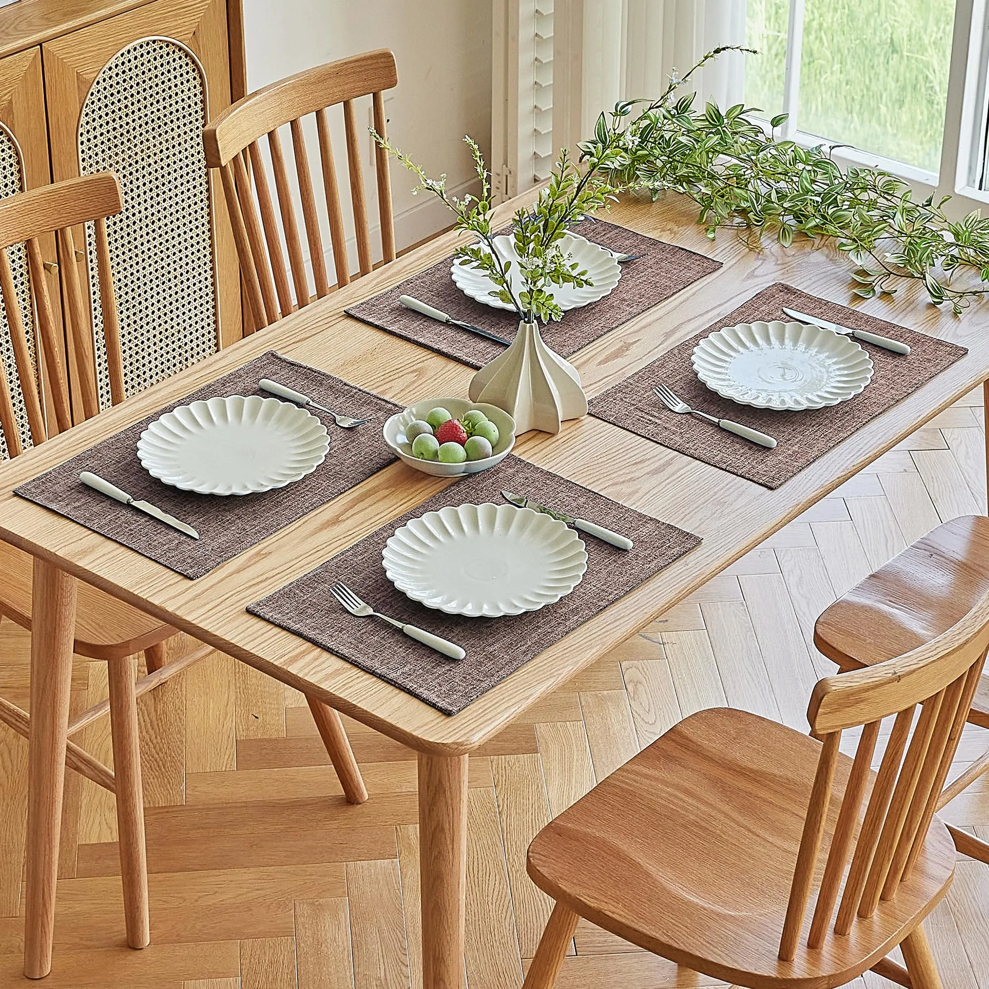 Softalker Tovagliette in finto lino a doppio strato, 6 pezzi, 30 x 45 cm, Lino Naturale - immagine 7