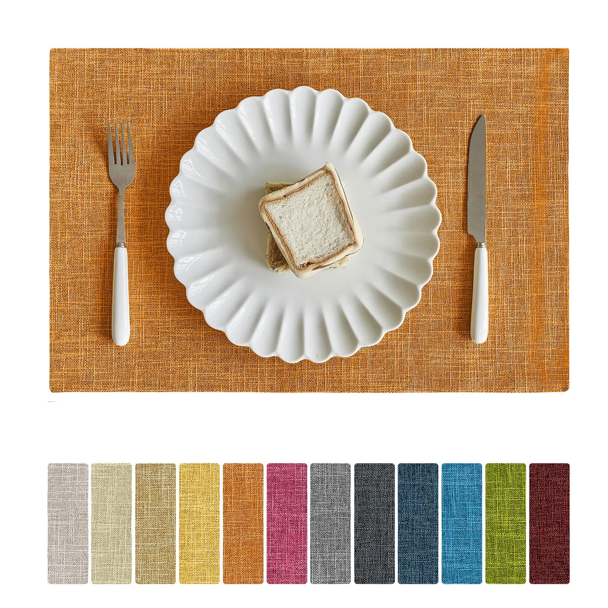 Softalker Set di 6 tovagliette in finto lino, 30 x 45 cm, Arancione - immagine 1