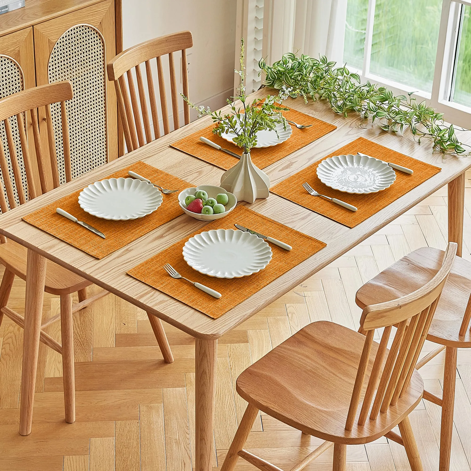 Softalker Set di 6 tovagliette in finto lino, 30 x 45 cm, Arancione - immagine 7