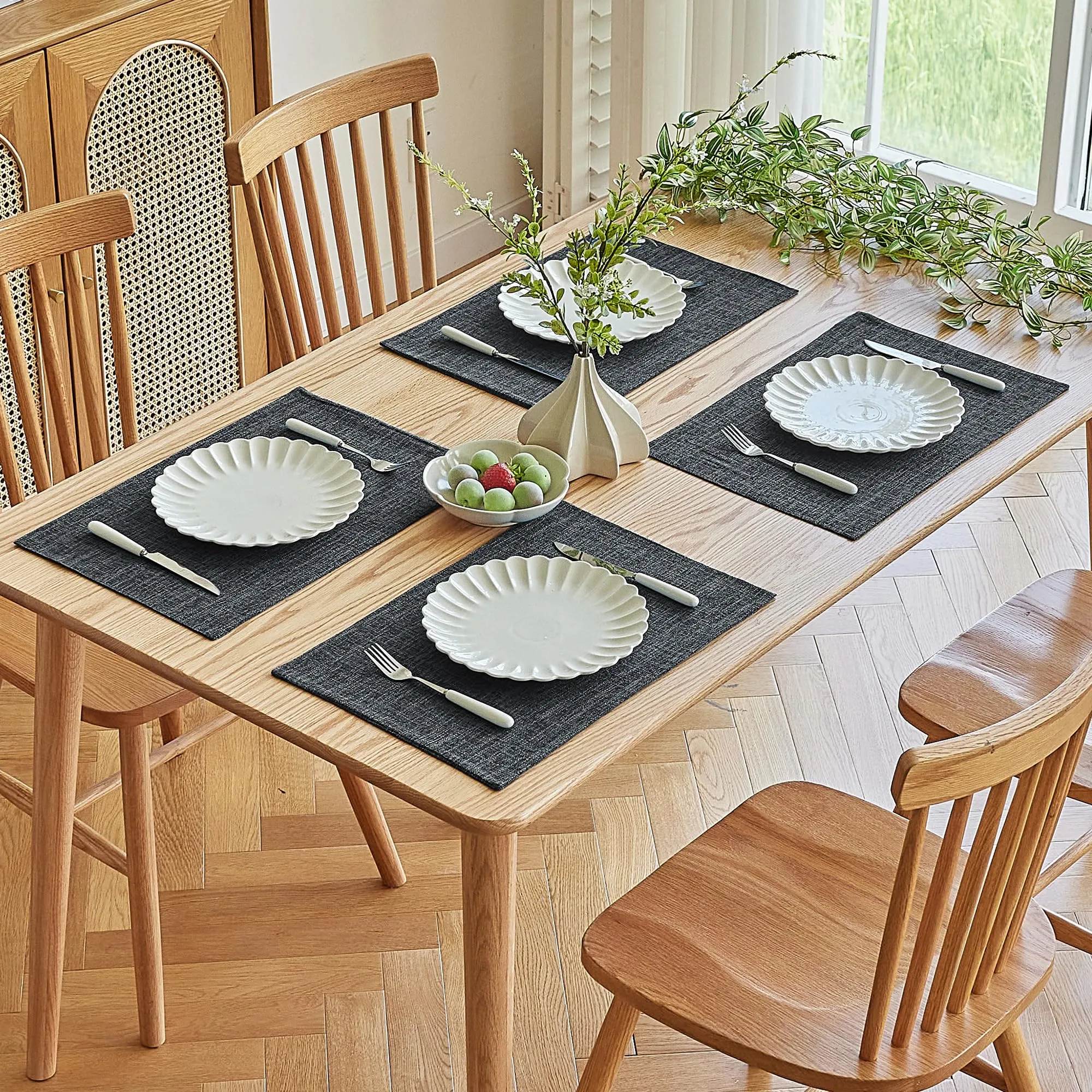 Softalker Set di 6 tovagliette in finto lino, grigio scuro - immagine 7