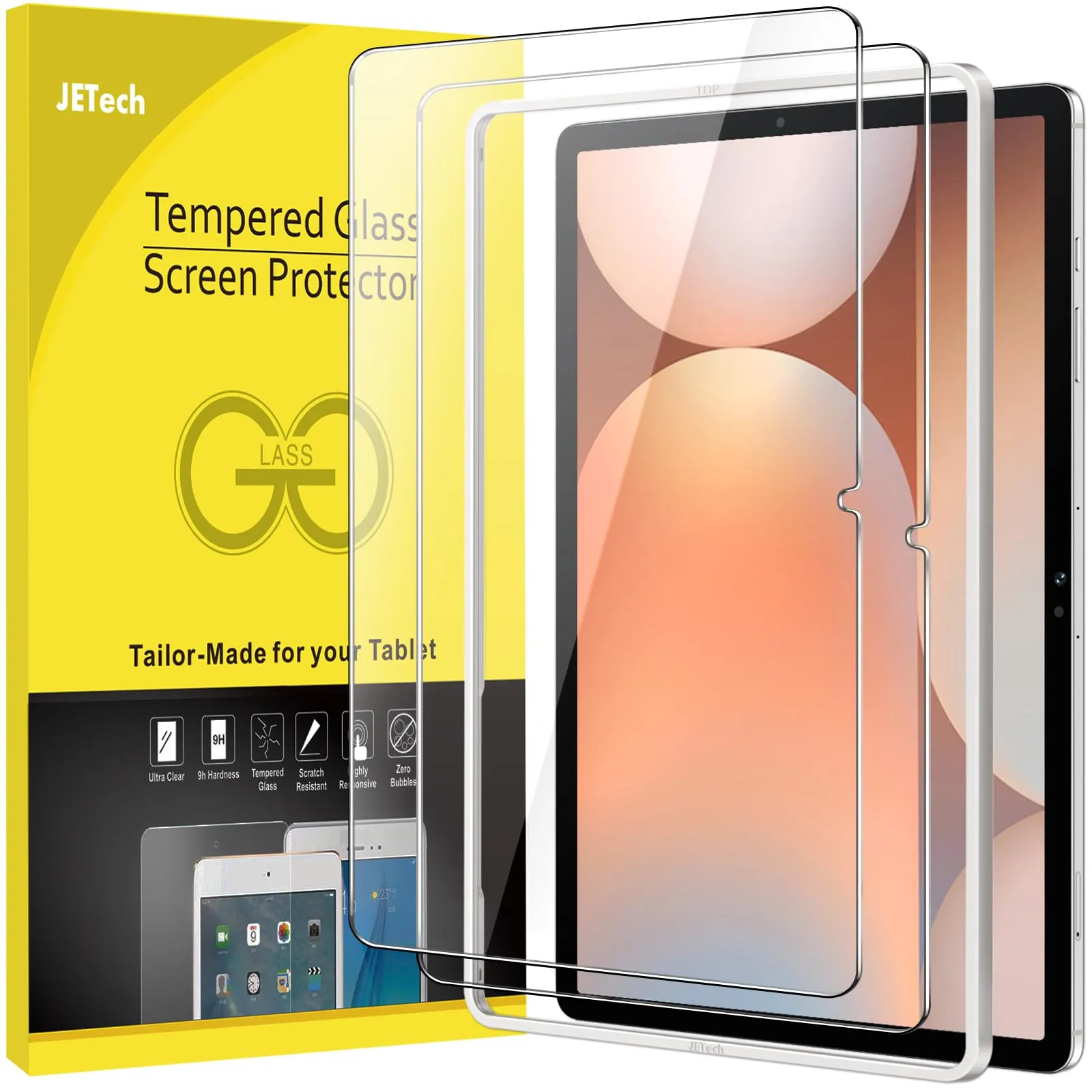 JETech Pellicola Protettiva in Vetro Temperato per Samsung Galaxy Tab S10+, S9 FE+, S9+ 12,4", 2 Pezzi - immagine 1