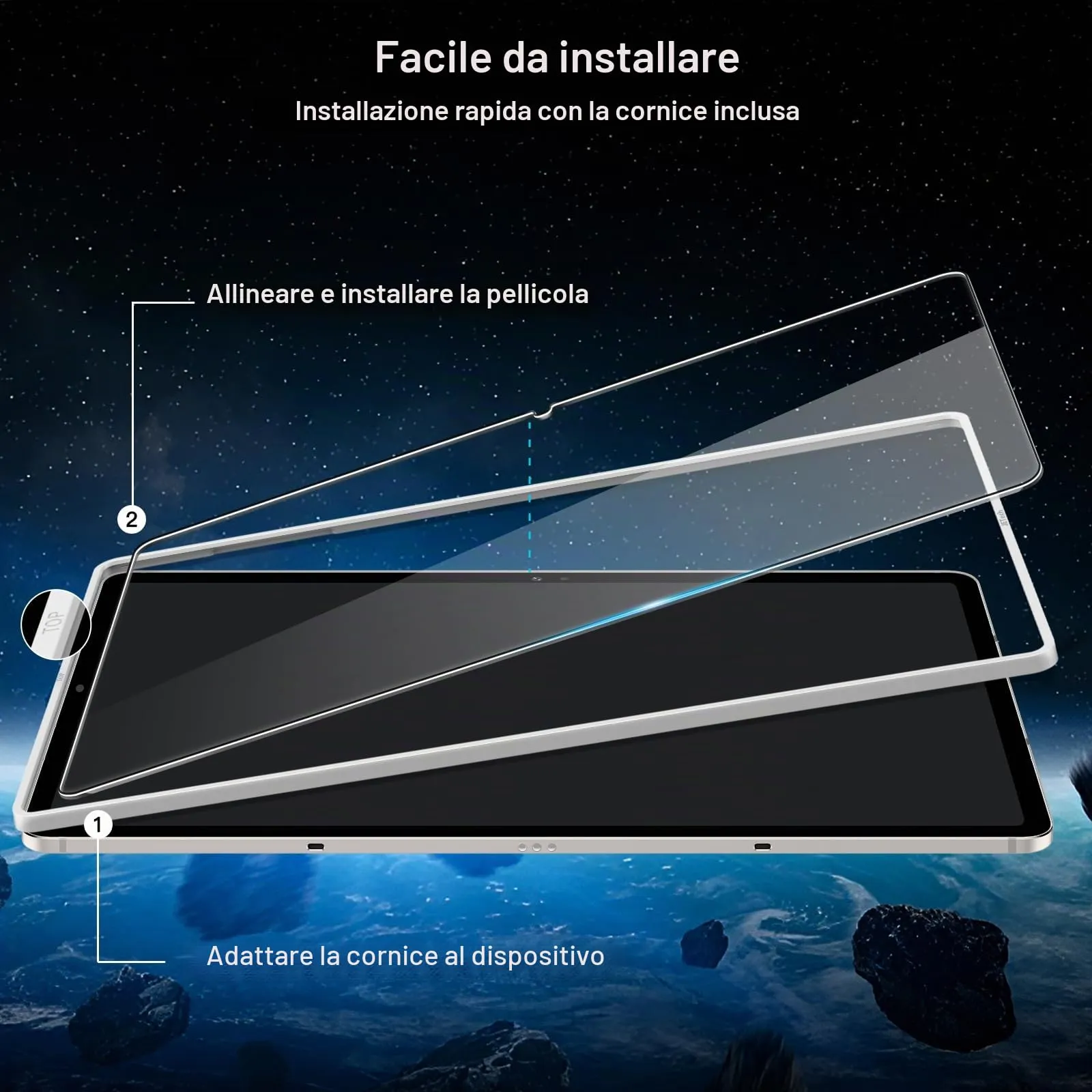 JETech Pellicola Protettiva in Vetro Temperato per Samsung Galaxy Tab S10+, S9 FE+, S9+ 12,4", 2 Pezzi - immagine 3