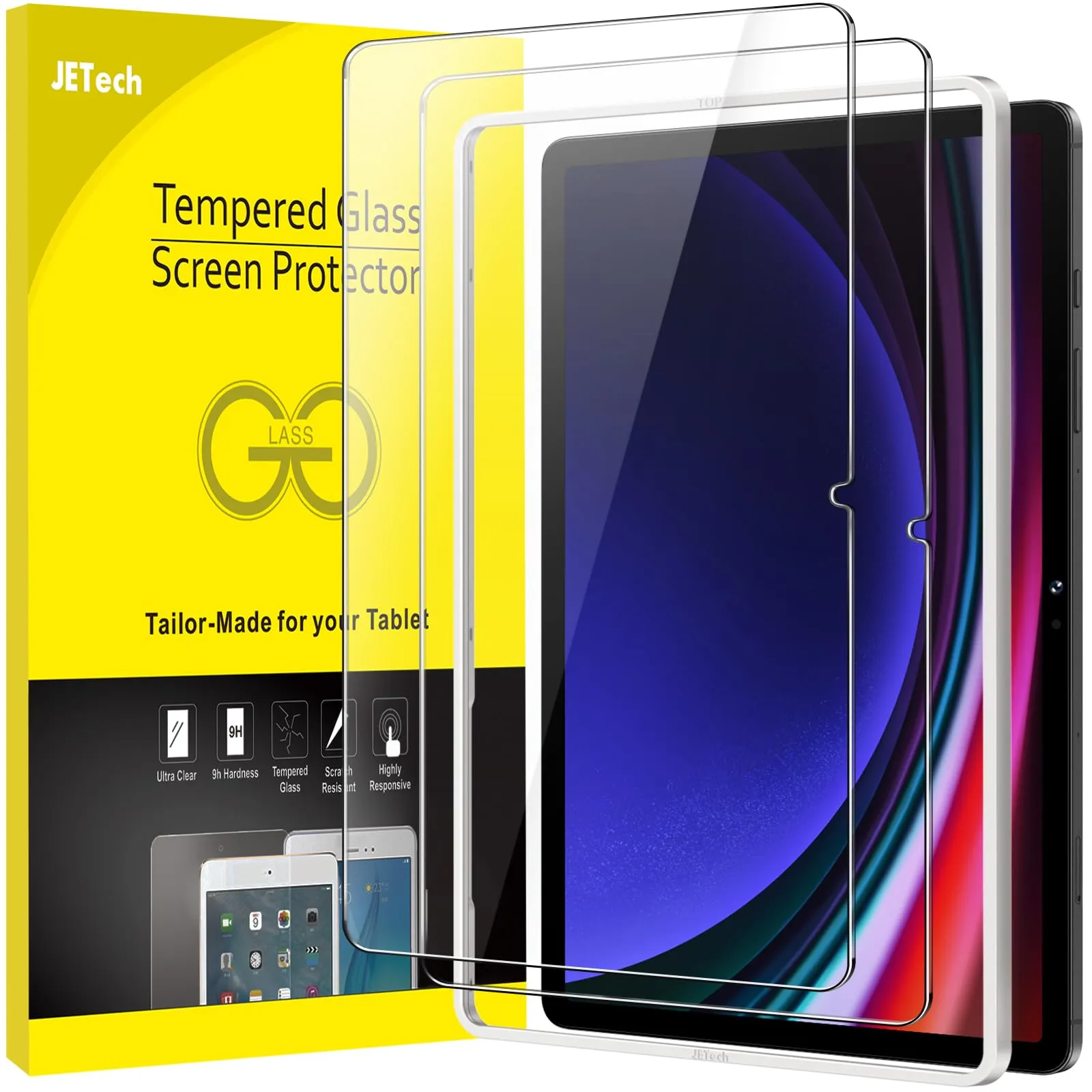 JETech Pellicola Protettiva in Vetro Temperato per Galaxy Tab S10 Lite, S10 FE, S9 FE, S9, 2 Pezzi - immagine 1