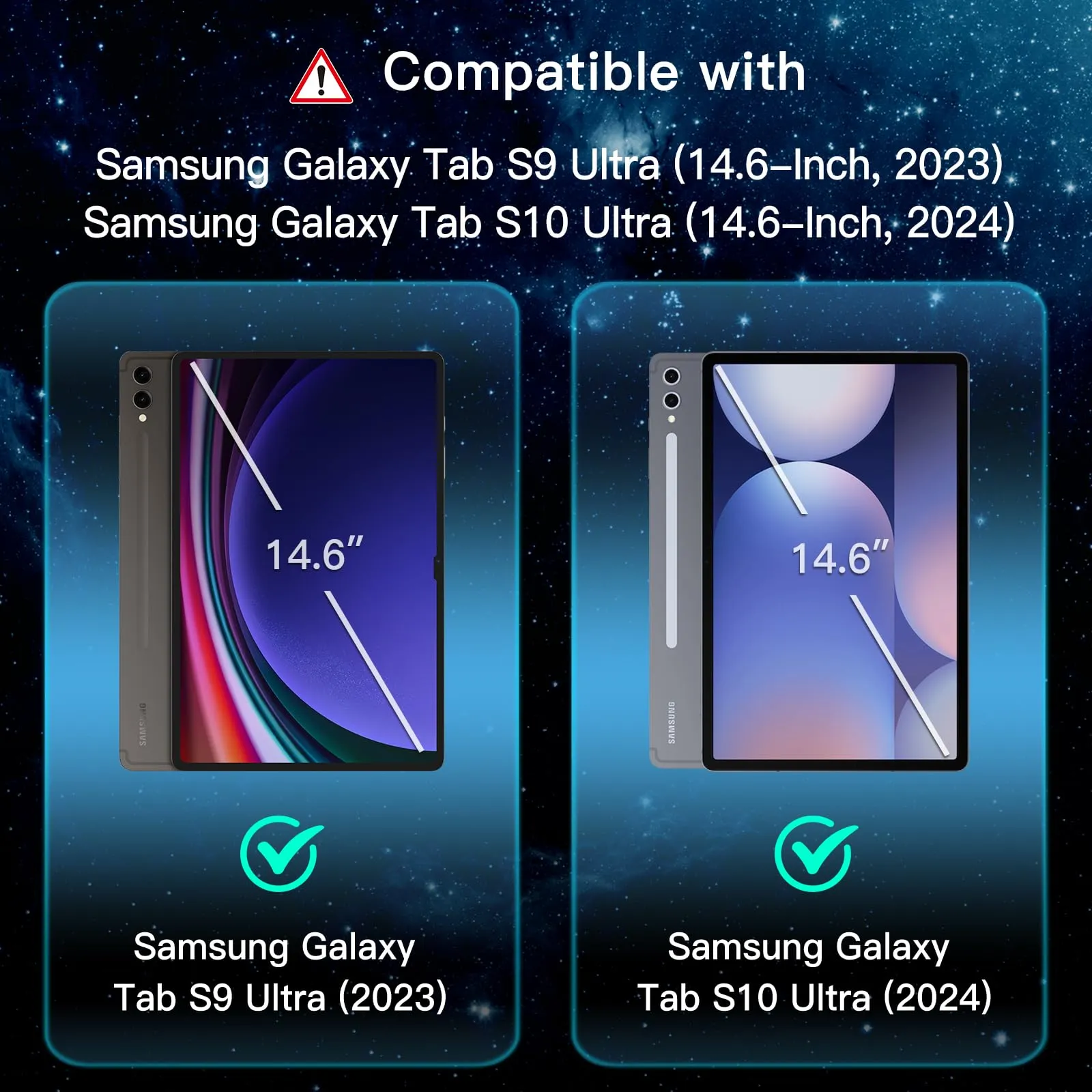 JETech Pellicola Protettiva in Vetro Temperato per Samsung Galaxy Tab S10 Ultra / S9 Ultra 14,6", 2 Pezzi - immagine 2