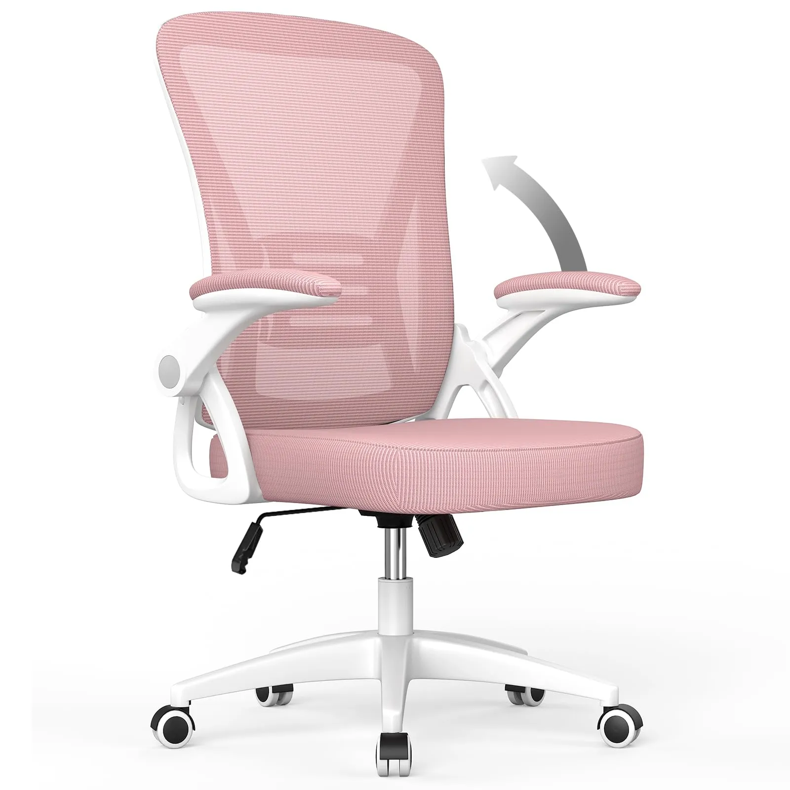 rattantree Sedia da Ufficio con Supporto Lombare e Braccioli Regolabili, Rosa - immagine 1