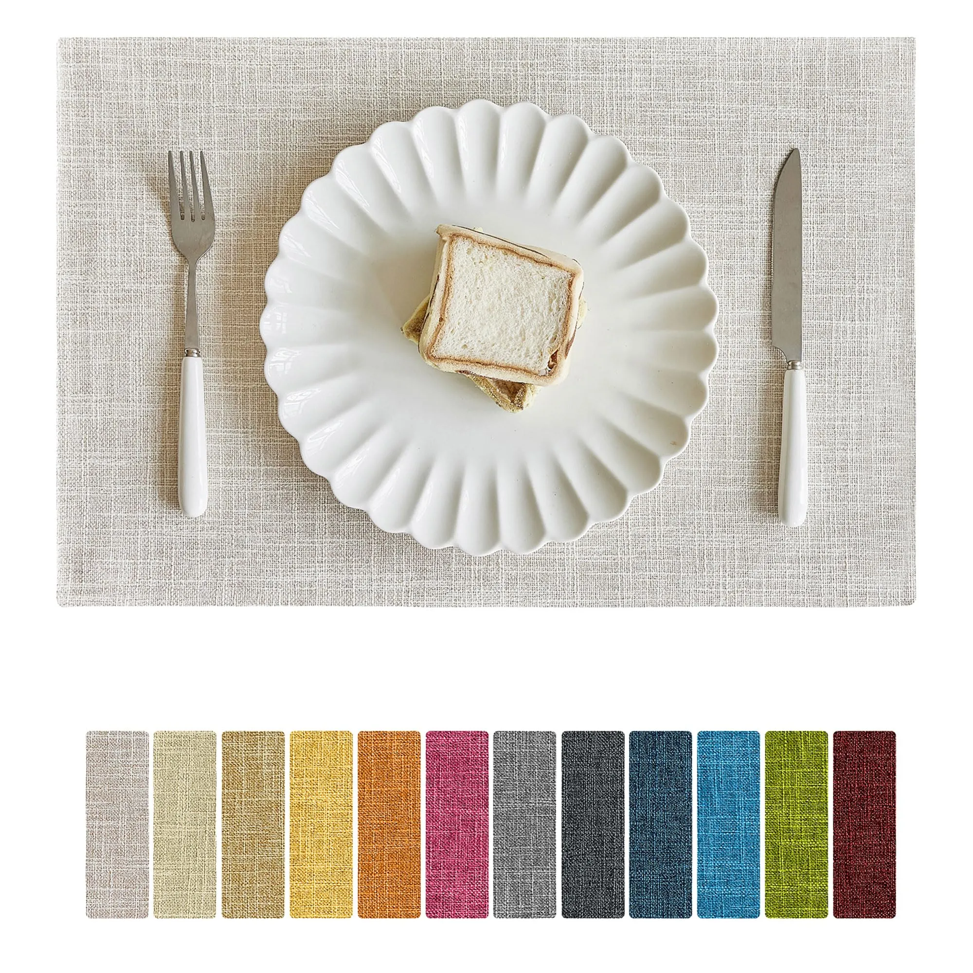 Softalker Tovagliette in Tela di Iuta a Doppio Strato, 30,5 x 45,7 cm, Set da 6 Pezzi, Crema - immagine 1