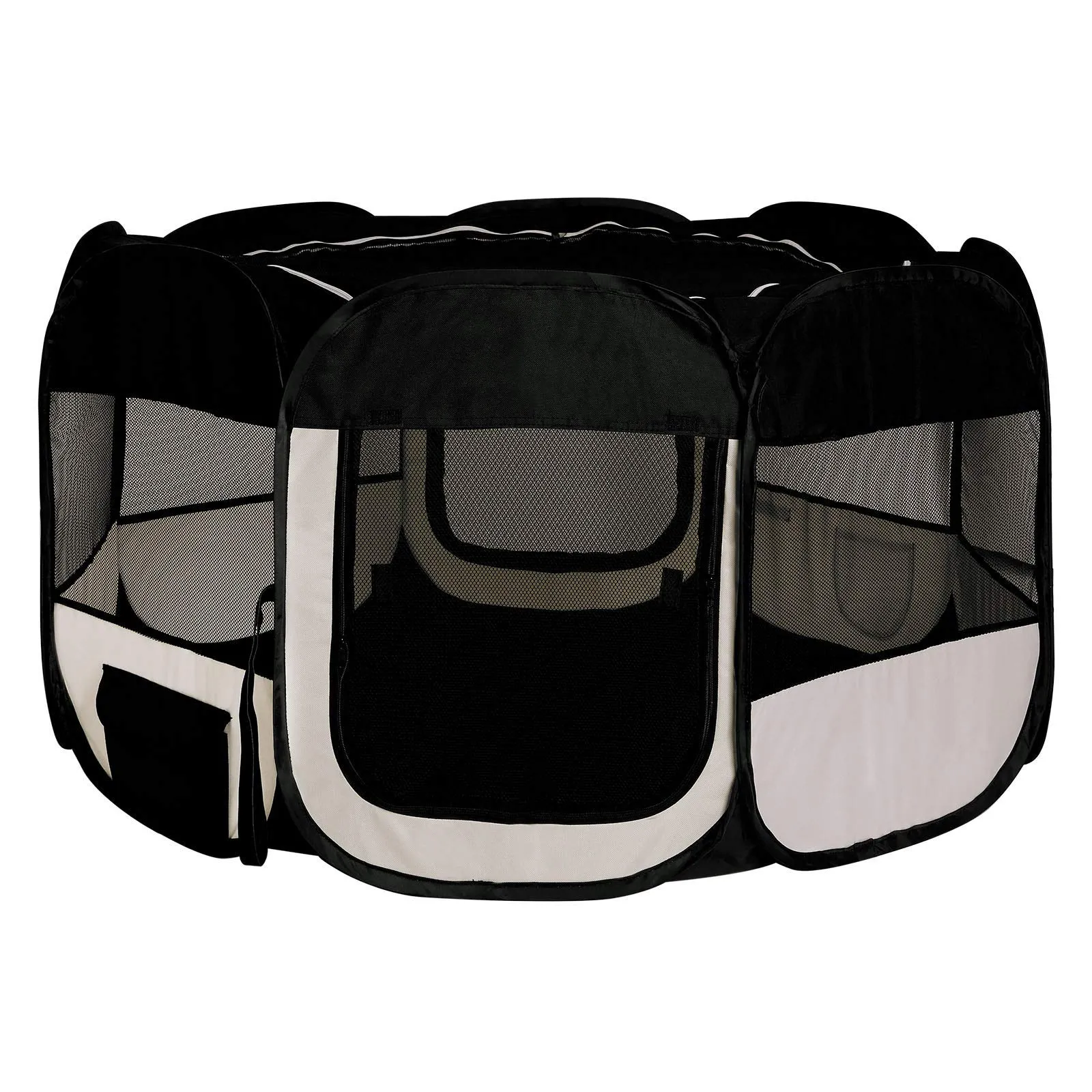 lionto Recinto per cuccioli pieghevole, Ø 110 cm, Altezza 64 cm, Nero/Beige - immagine 1