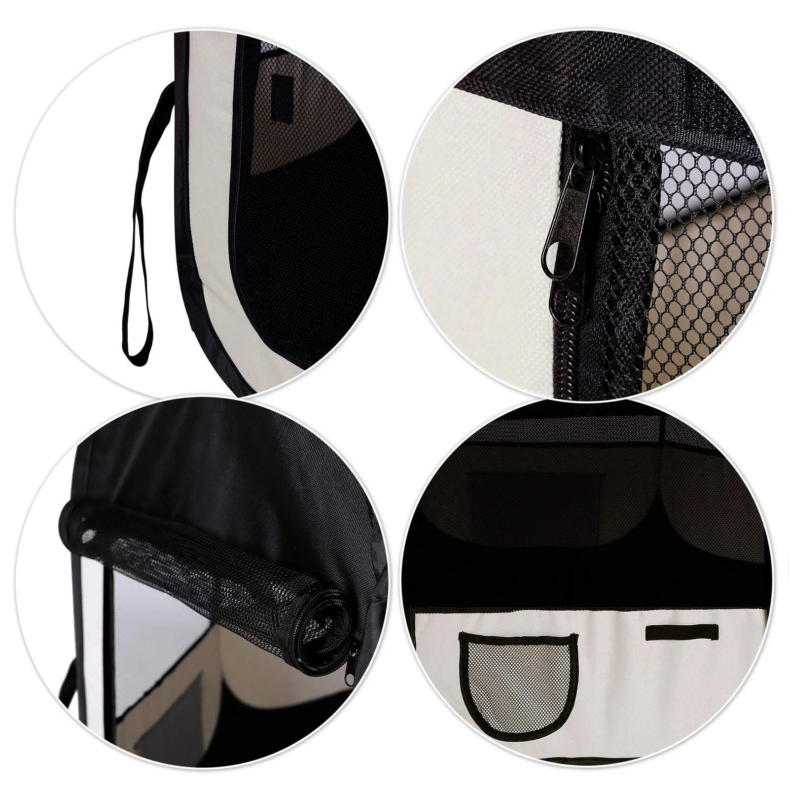 lionto Recinto per cuccioli pieghevole, Ø 110 cm, Altezza 64 cm, Nero/Beige - immagine 5