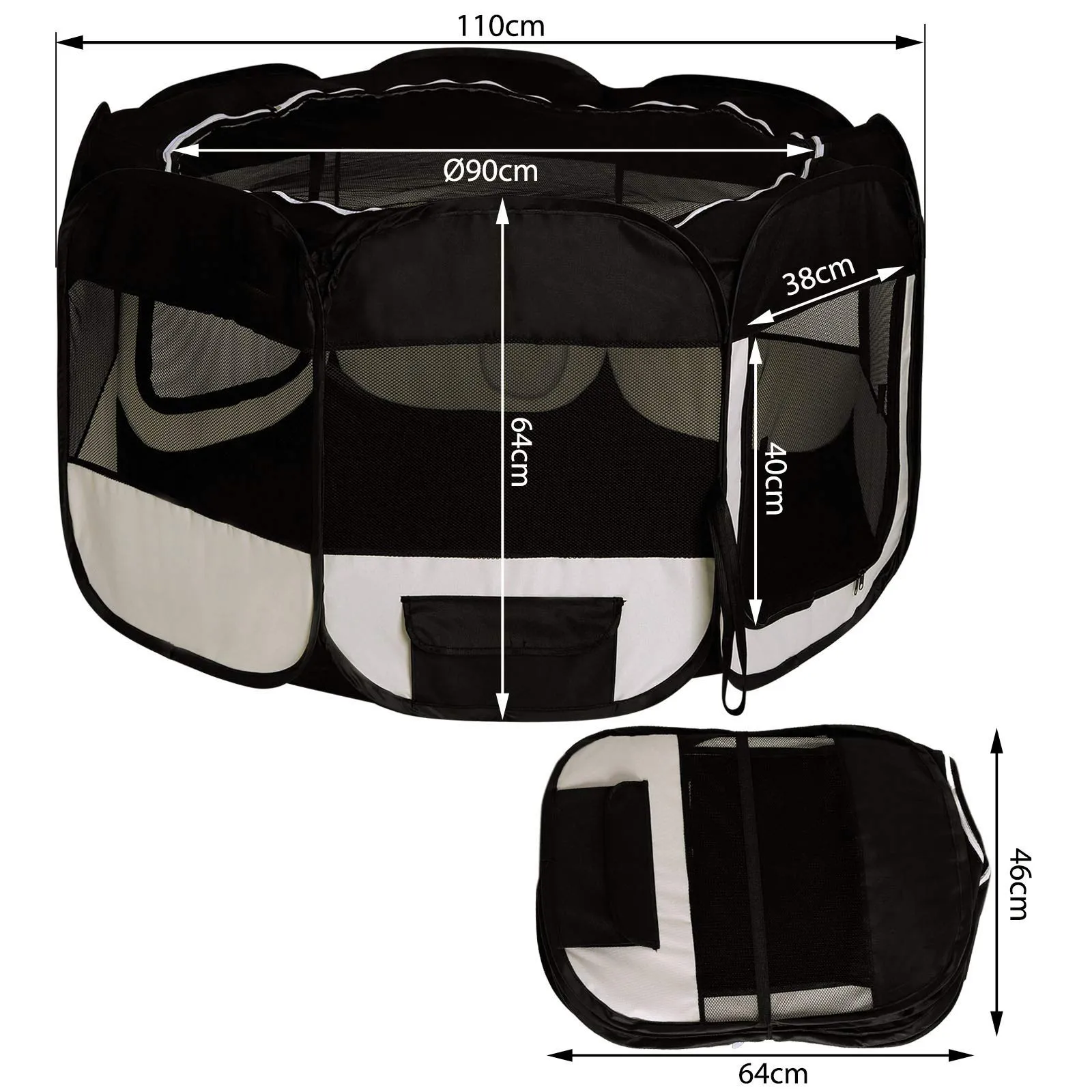 lionto Recinto per cuccioli pieghevole, Ø 110 cm, Altezza 64 cm, Nero/Beige - immagine 7
