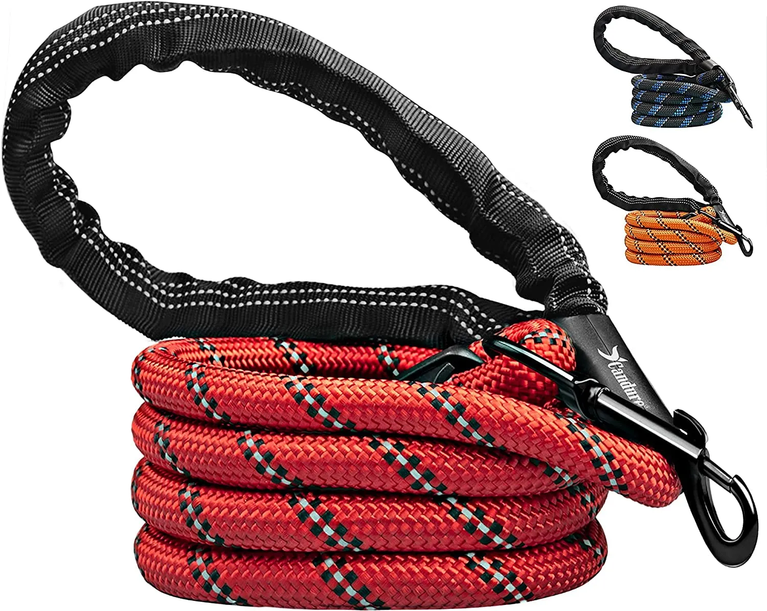 Candure Guinzaglio per Cani in Nylon Riflettente con Impugnatura Imbottita, 5ft, Rosso - immagine 1