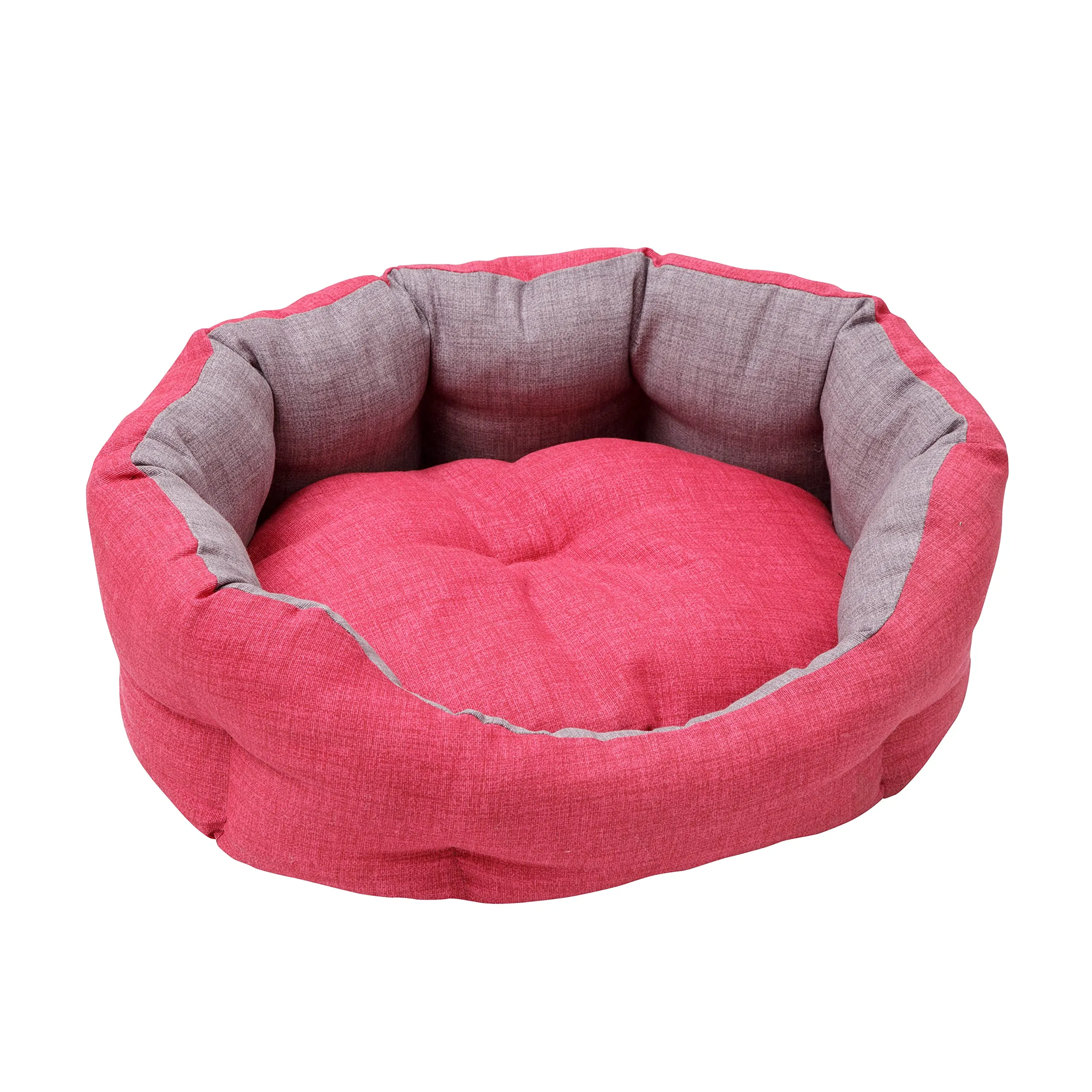 Baroni Home Cuccia per Cane e Gatto in tessuto, Grigio e Bordeaux, Taglia M 45x55 cm, Lavabile - immagine 1