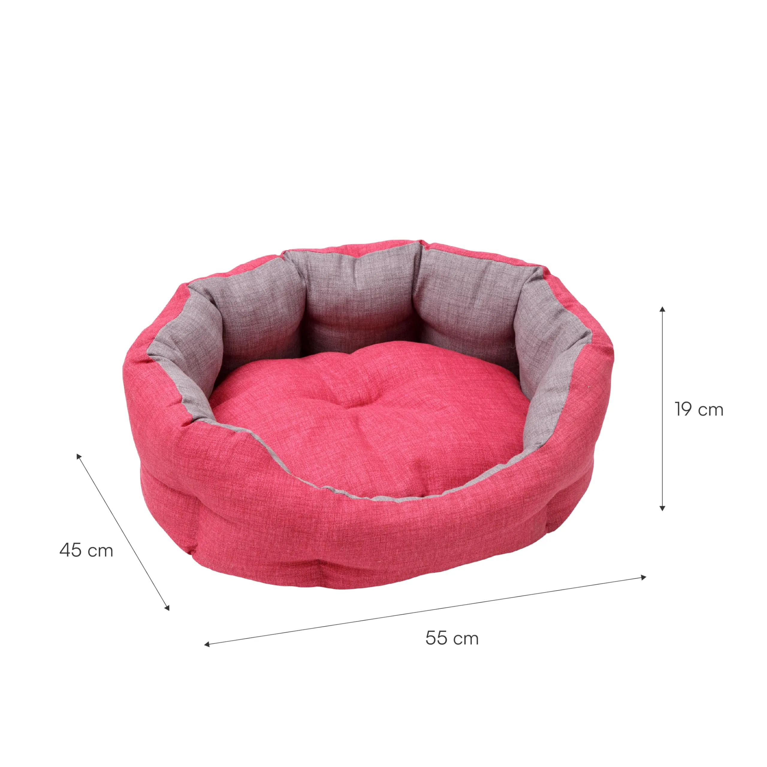 Baroni Home Cuccia per Cane e Gatto in tessuto, Grigio e Bordeaux, Taglia M 45x55 cm, Lavabile - immagine 3