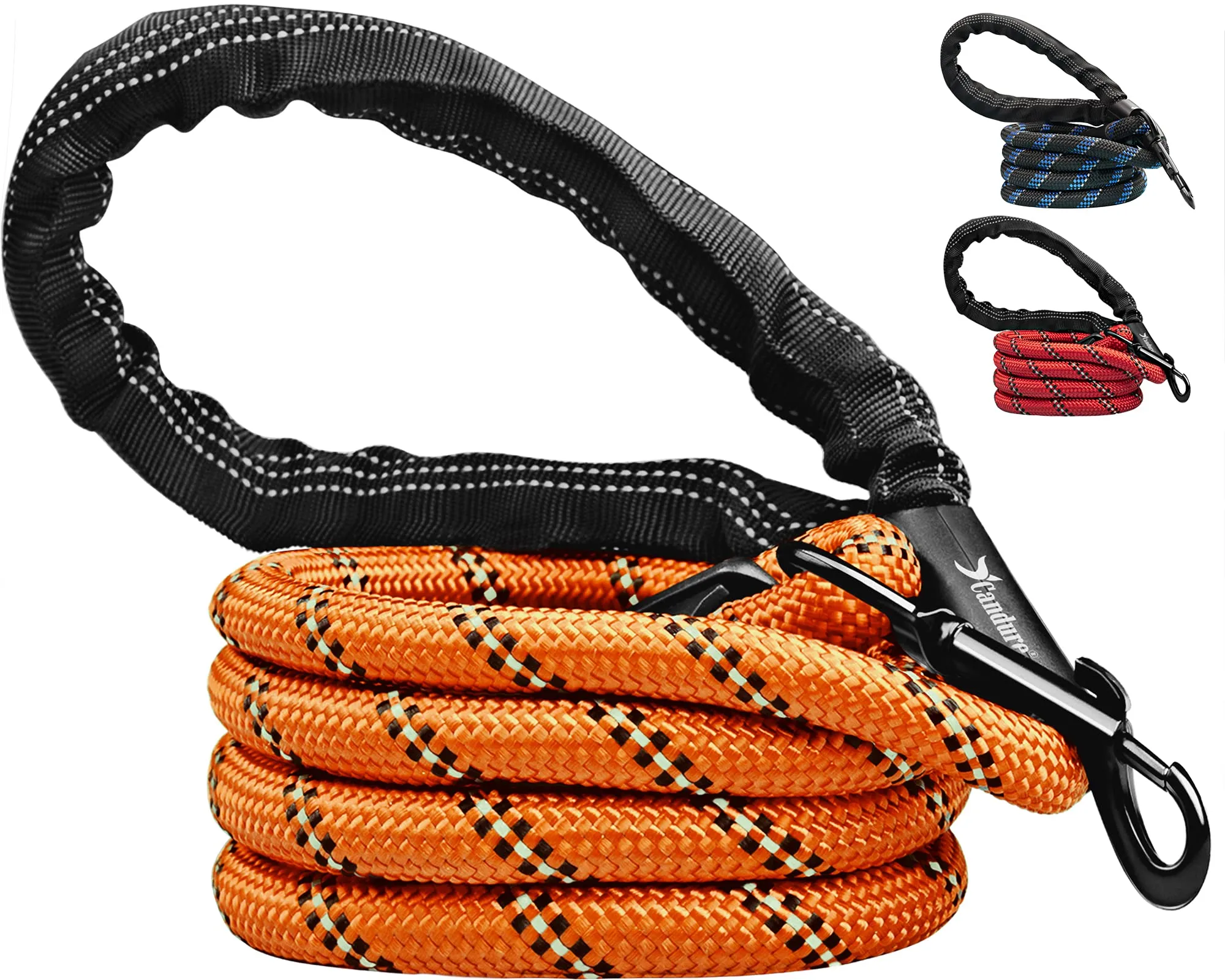 Candure Guinzaglio per Cani in Nylon Riflettente con Impugnatura Imbottita, 1,5 m (Arancia) - immagine 1