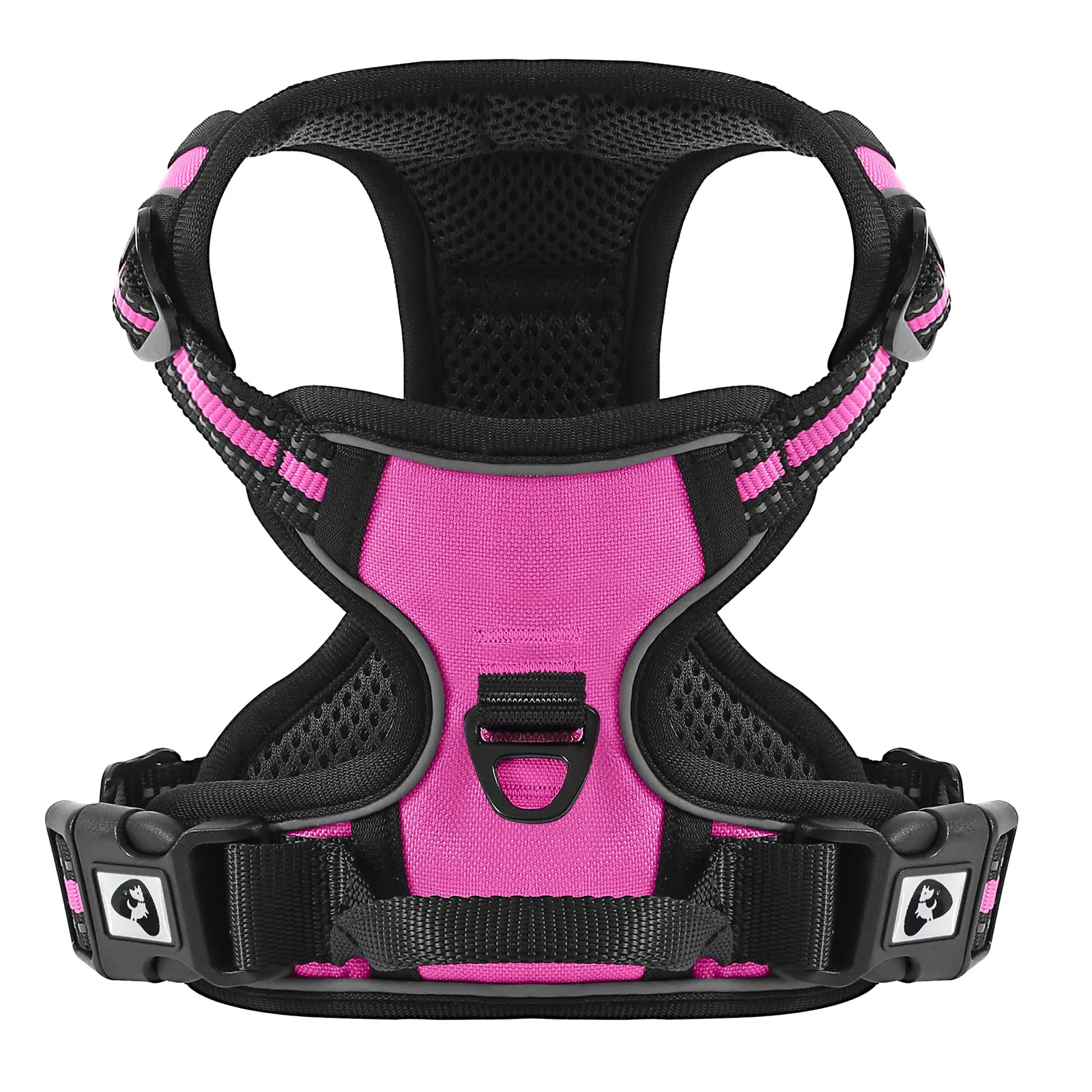 COMSLE Pettorina per Cani Anti Tiro Riflettente, Imbracatura Regolabile con 2 Ganci in Metallo, Rosa Rosso, L - immagine 1
