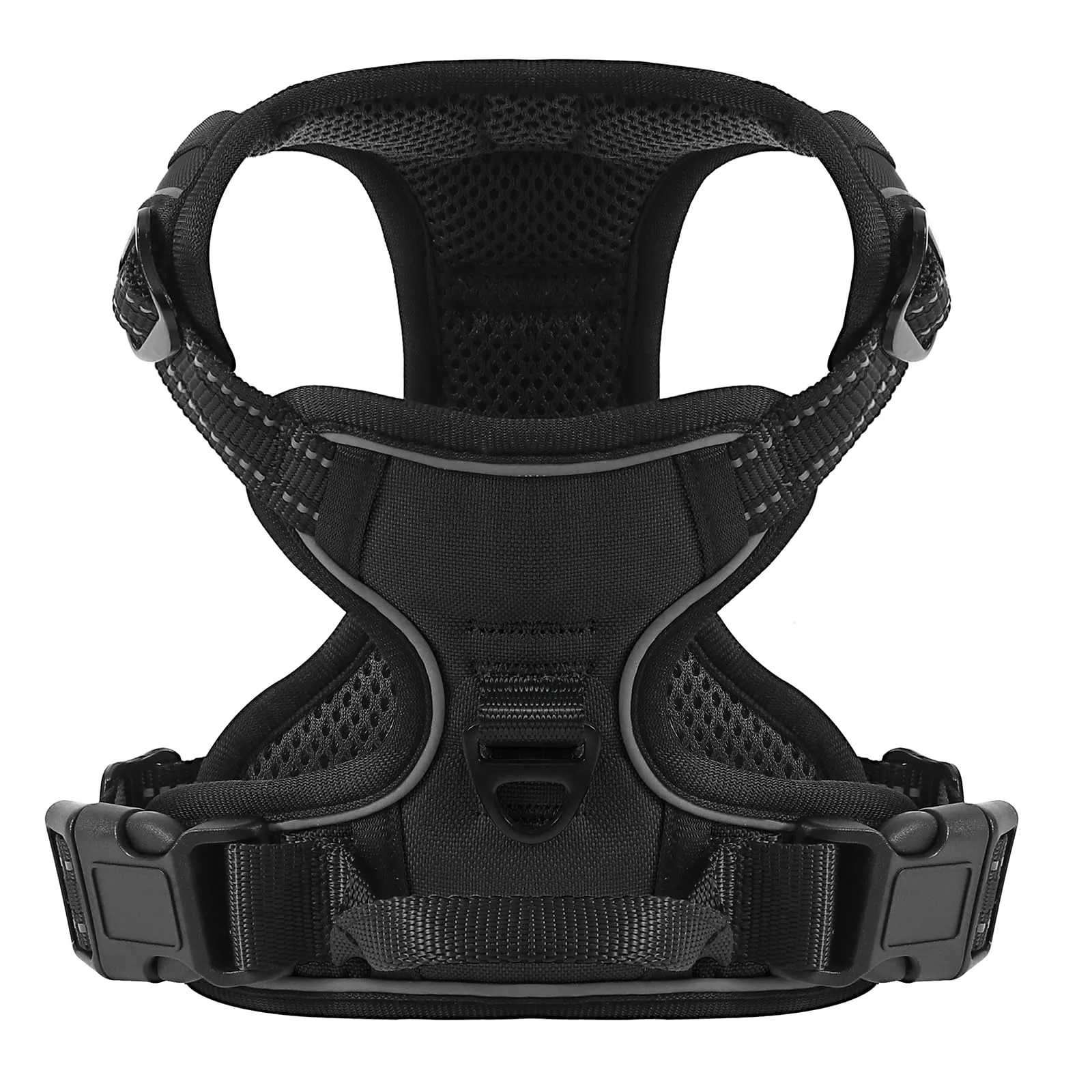 COMSLE Pettorina per Cani Anti Tiro Riflettente, Imbracatura Regolabile con 2 Ganci in Metallo (Nero, S) - immagine 1