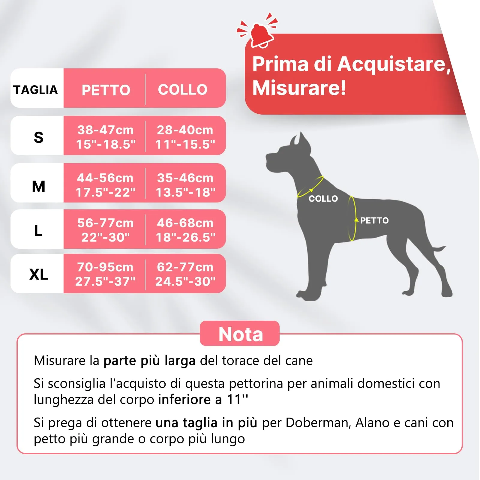 COMSLE Pettorina Cane Anti Tiro Riflettente Regolabile con 2 Ganci in Metallo (Rosso, L) - immagine 2