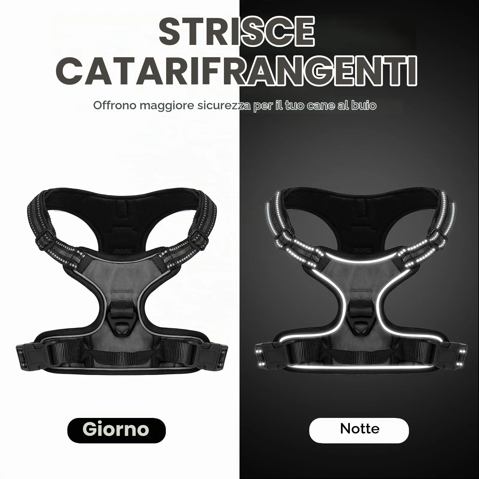 COMSLE Pettorina per Cani Anti Tiro Riflettente, Imbracatura Regolabile con 2 Ganci in Metallo per Addestramento e Corsa (Nero, XL) - immagine 6