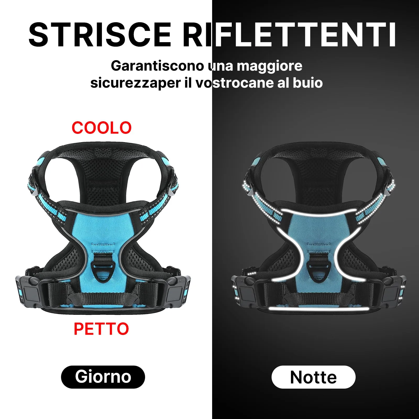 COMSLE Pettorina per Cani Anti Tiro Riflettente Regolabile con 2 Ganci in Metallo (Blu, M) - immagine 6