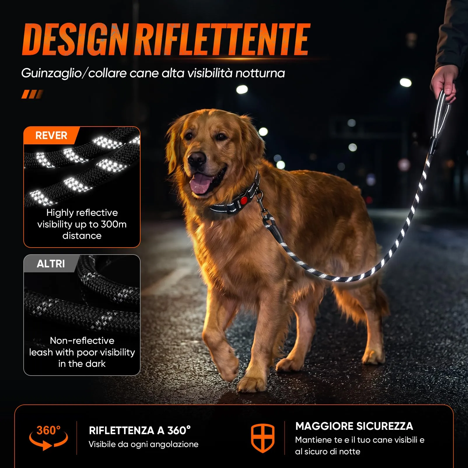 REVER Guinzaglio per Cani in Nylon, 150cm, Rosso - immagine 6