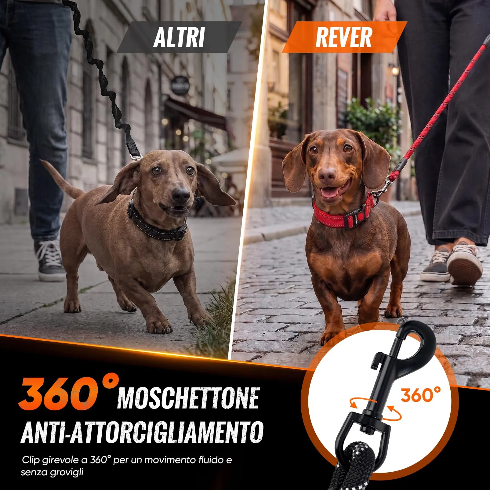 REVER Guinzaglio per Cani in Nylon 120cm Rosso - immagine 7