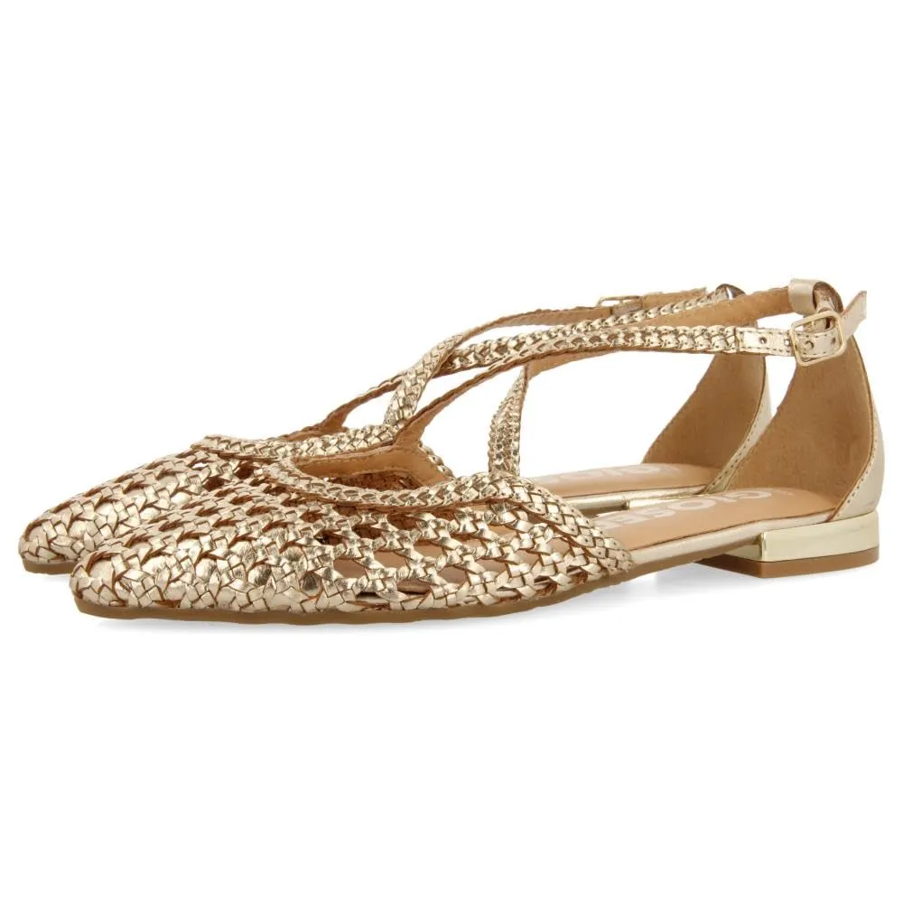 Gioseppo Leskovic Ballerine in Pelle Blu con Treccia per Donna, Platino, 37 EU - immagine 1