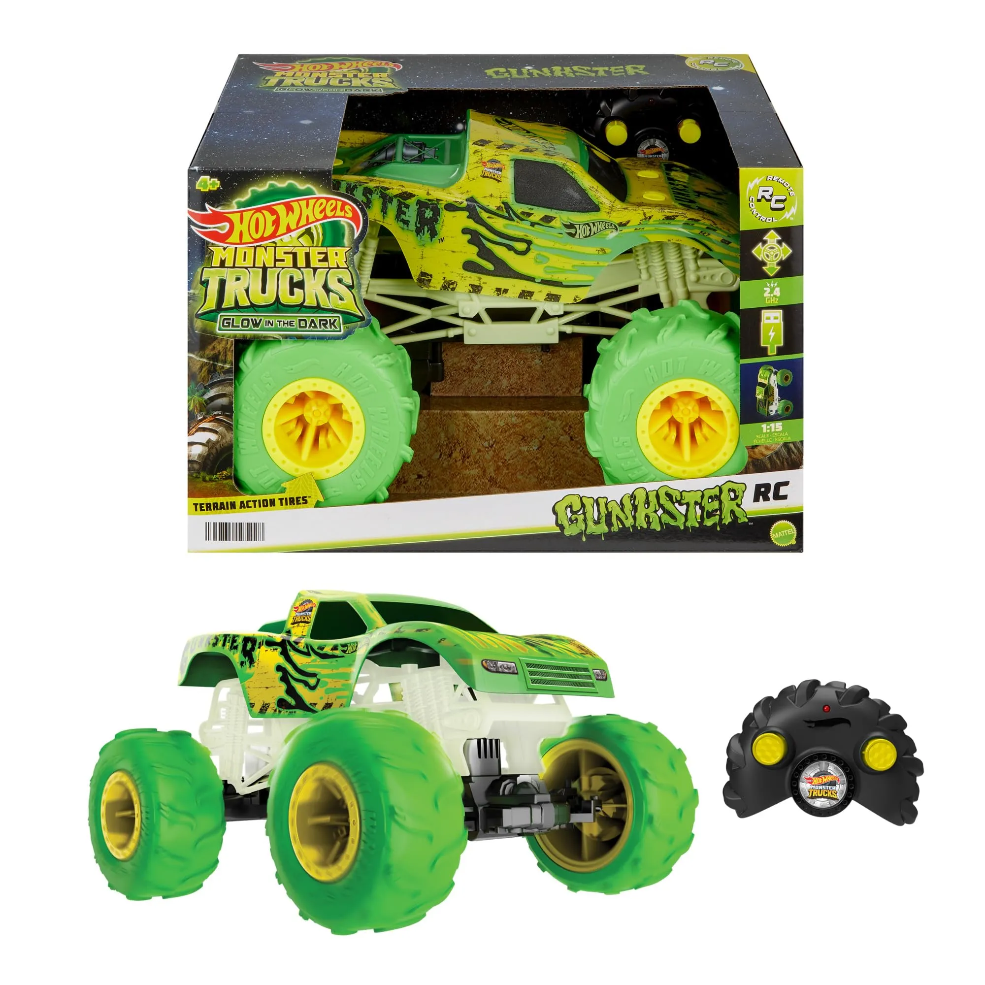 Hot Wheels Monster Trucks Gunkster Camion Radiocomandato 1:15 HTP15 - immagine 6