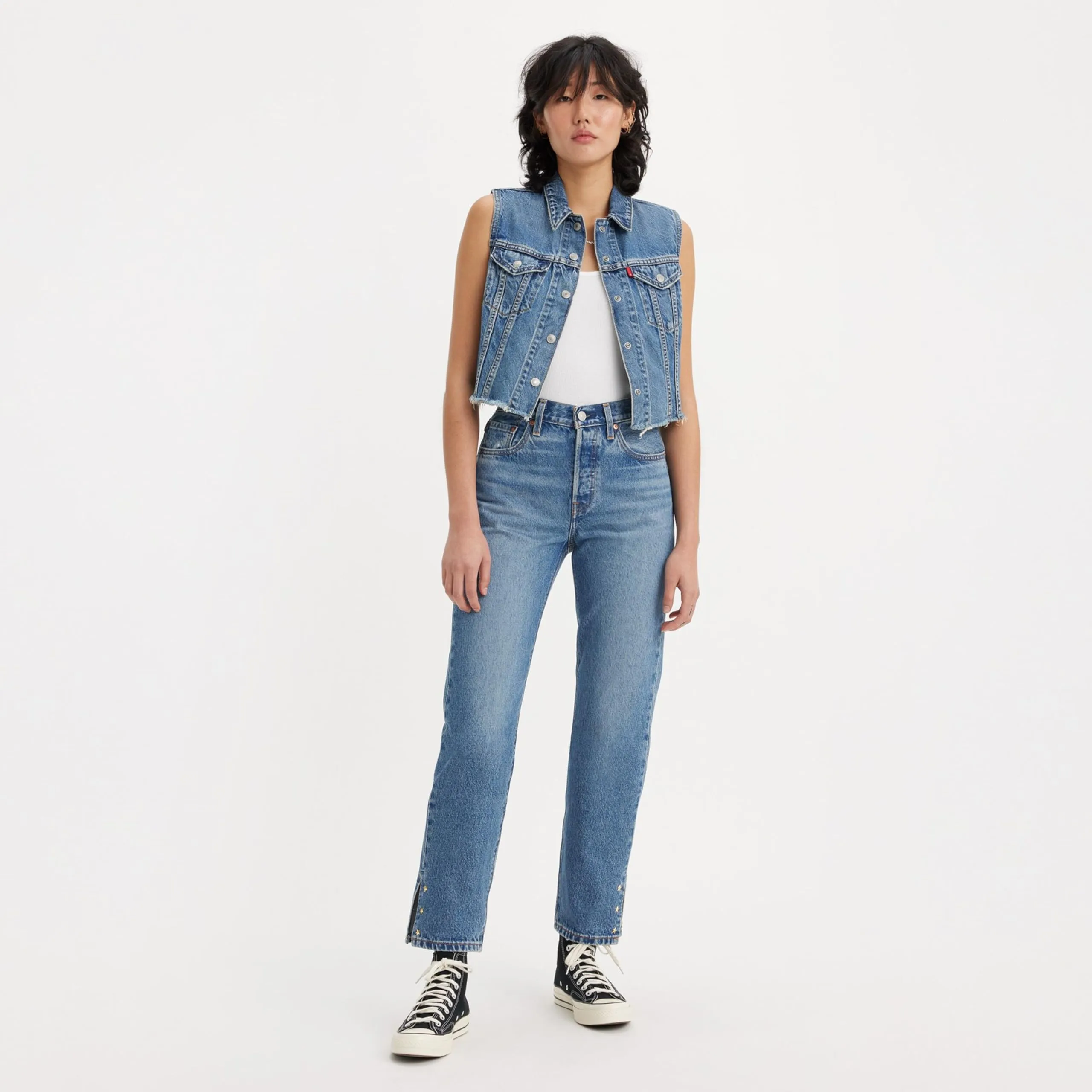 Levi's 501 Crop Jeans Donna, Indaco Seeped ADV, 33W / 32L - immagine 2