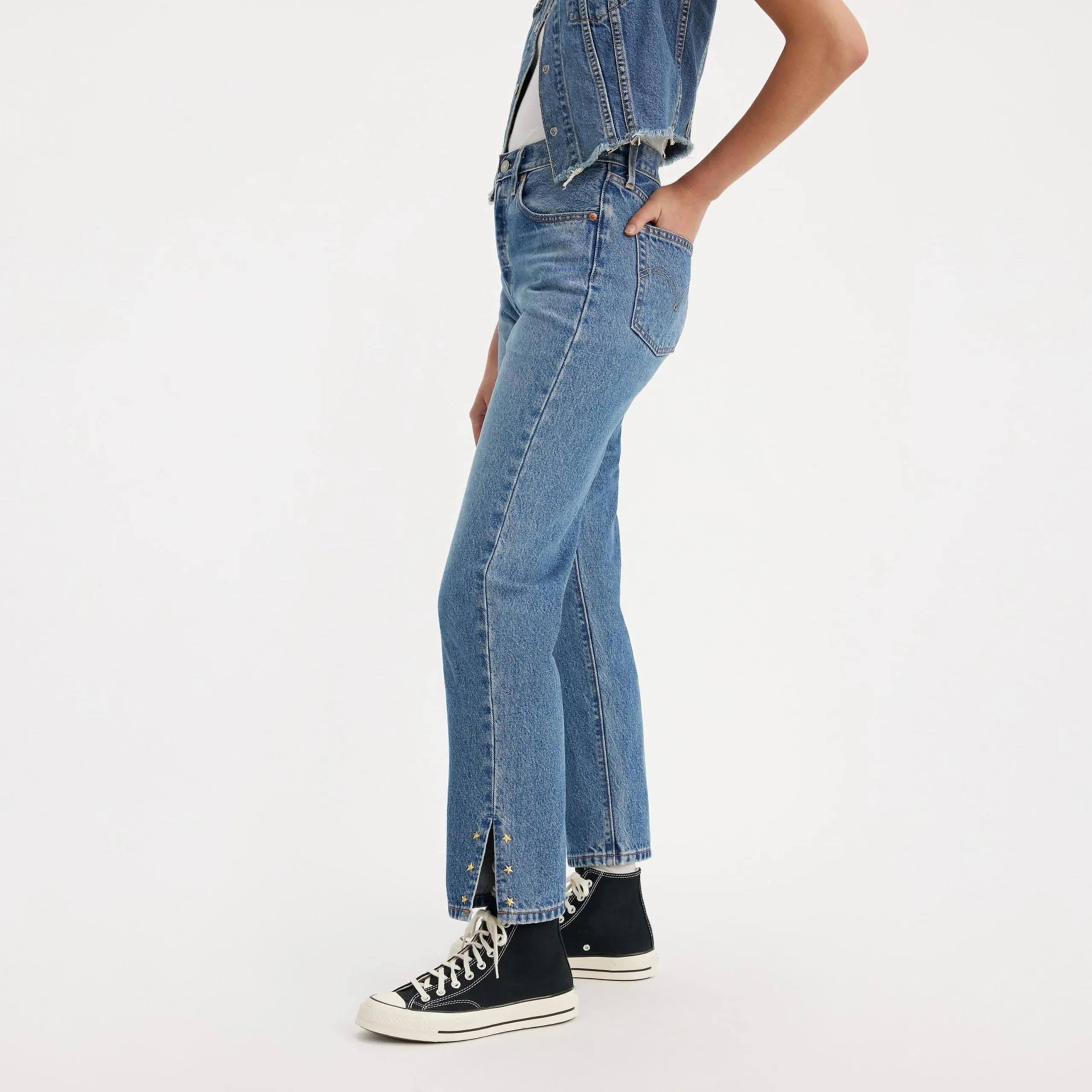 Levi's 501 Crop Jeans Donna, Indaco Seeped ADV, 34W / 30L - immagine 5