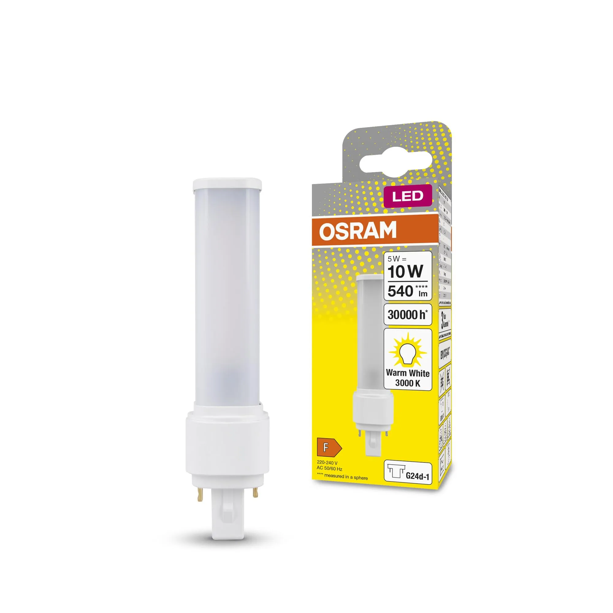 Osram Dulux LED D10 EM, G24D-1, 5W, 540lm, 3000K, Bianco Caldo - immagine 1