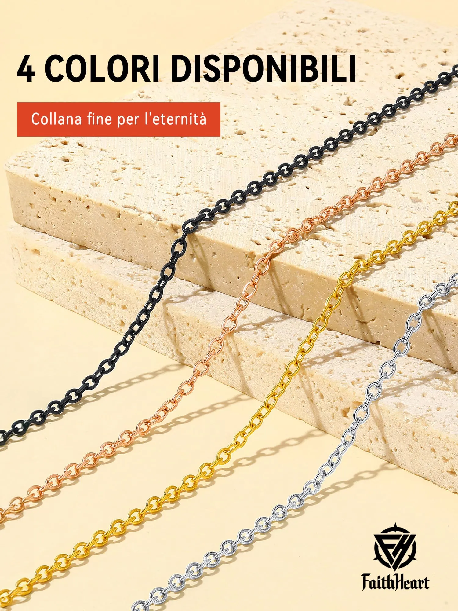 FaithHeart Catenina Donna in Acciaio Inox 316L Argento 2.5mm 35cm - immagine 9