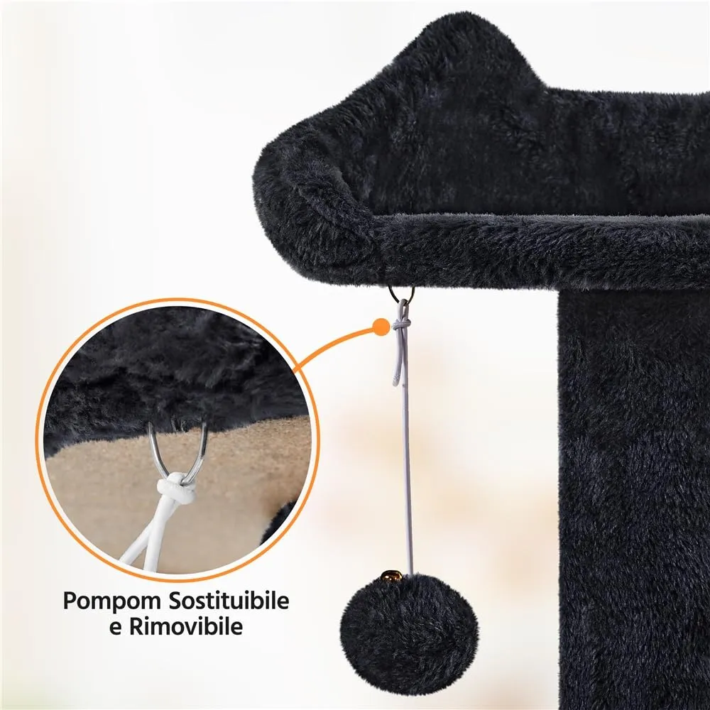 Yaheetech Albero Tiragraffi per Gatti Multilivello, 158 cm, Nero - immagine 6