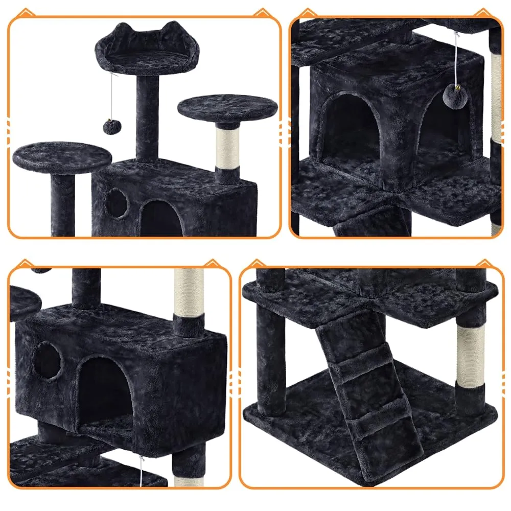 Yaheetech Albero Tiragraffi per Gatti Multilivello, 158 cm, Nero - immagine 7