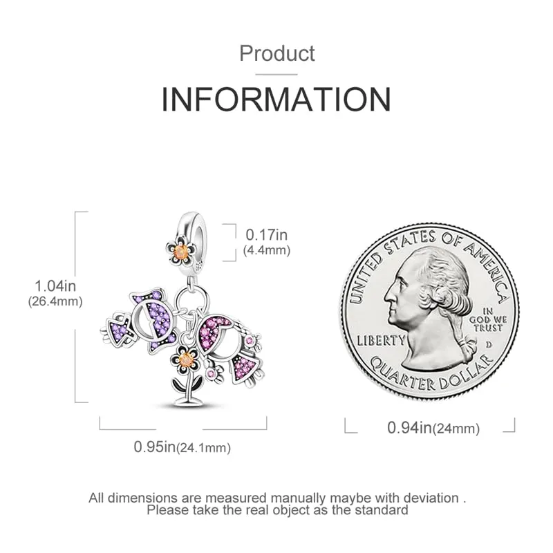 Pandach Bead Charm in Argento Sterling 925 con Cubic Zirconia per Braccialetti e Collane Europee - immagine 5