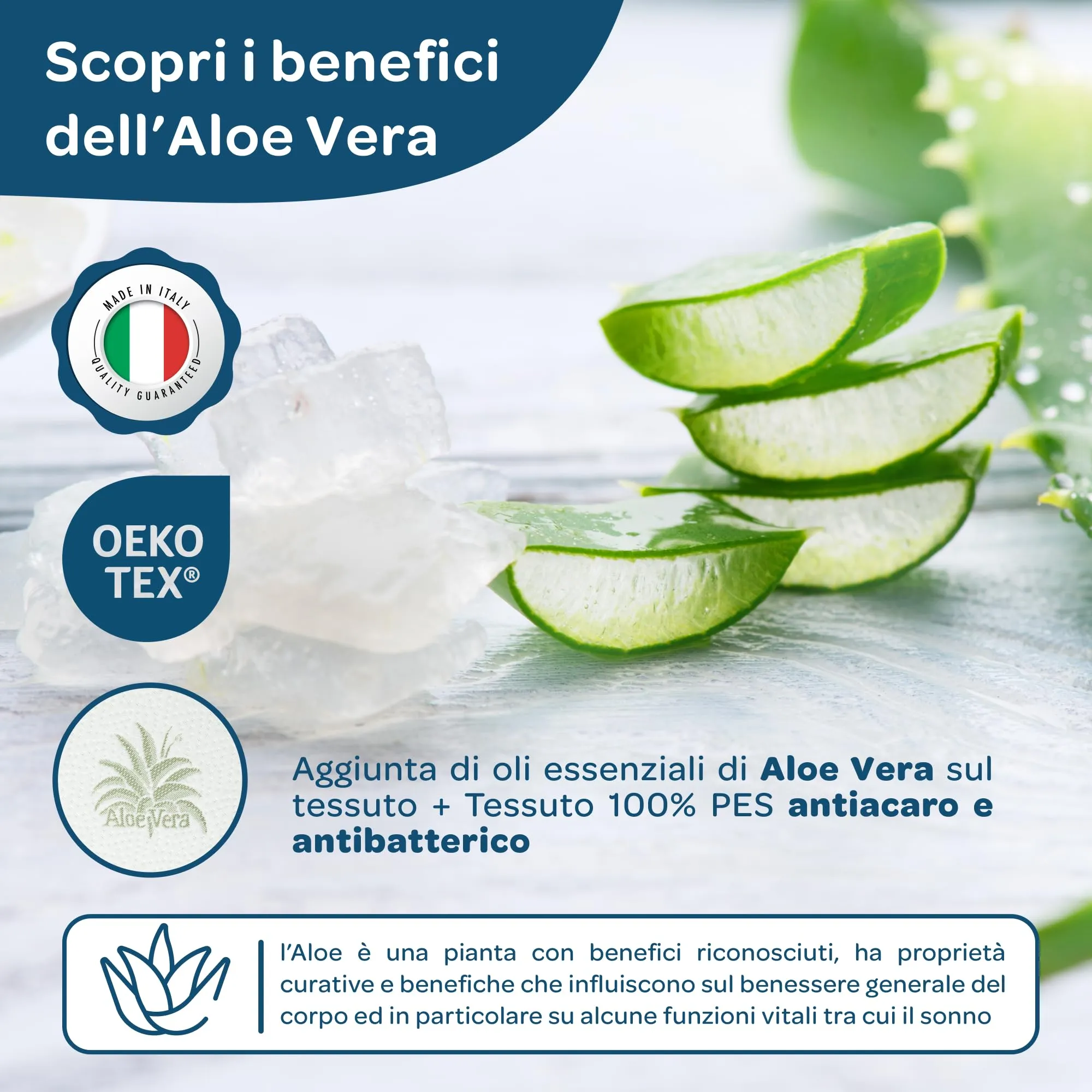 Dolci Sogni Topper Singolo 90x190 Memory Foam, Spessore 5 cm, Aloe Vera Sfoderabile, Made in Italy - immagine 3