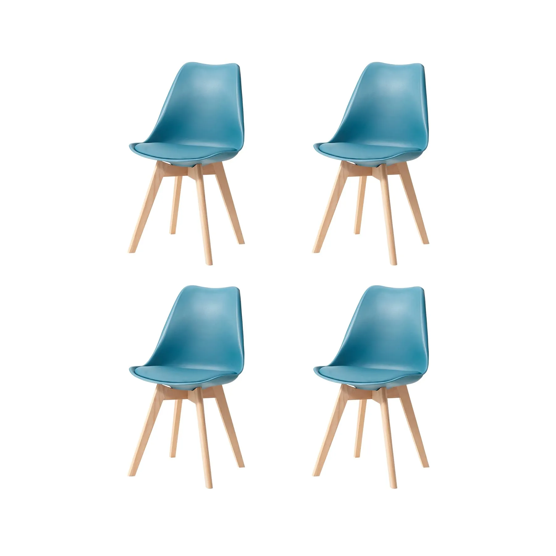 GrandCA HOME Set di 4 Sedie Imbottite con Gambe in Legno di Faggio, Verde Inchiostro - immagine 1