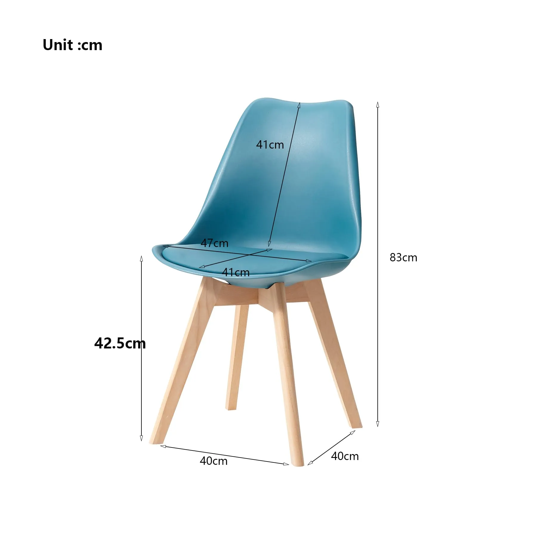 GrandCA HOME Set di 4 Sedie Imbottite con Gambe in Legno di Faggio, Verde Inchiostro - immagine 4