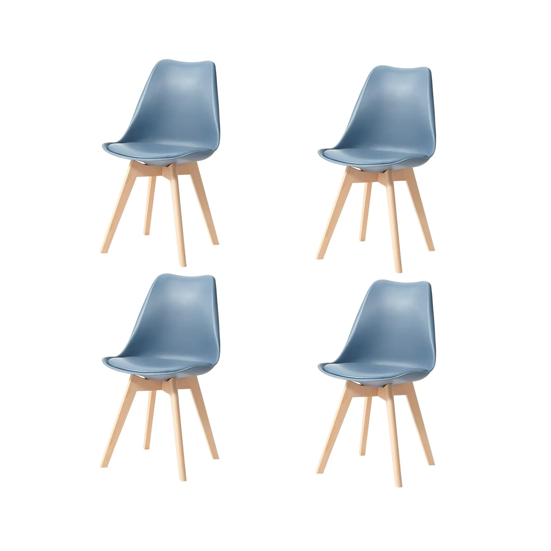 GrandCA HOME Set di 4 Sedie Imbottite con Gambe in Legno Massello di Faggio, Blu Navy - immagine 1