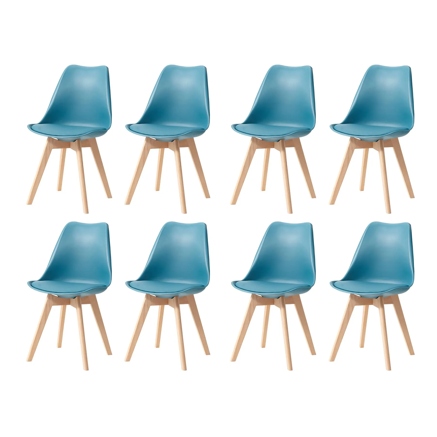 GrandCA HOME Set di 8 Sedie Imbottite con Gambe in Legno di Faggio, Verde Inchiostro - immagine 1