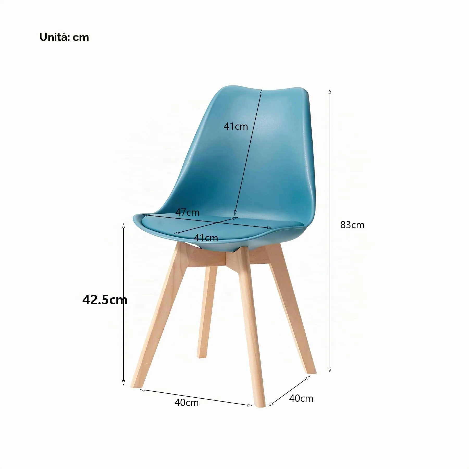 GrandCA HOME Set di 8 Sedie Imbottite con Gambe in Legno di Faggio, Verde Inchiostro - immagine 5