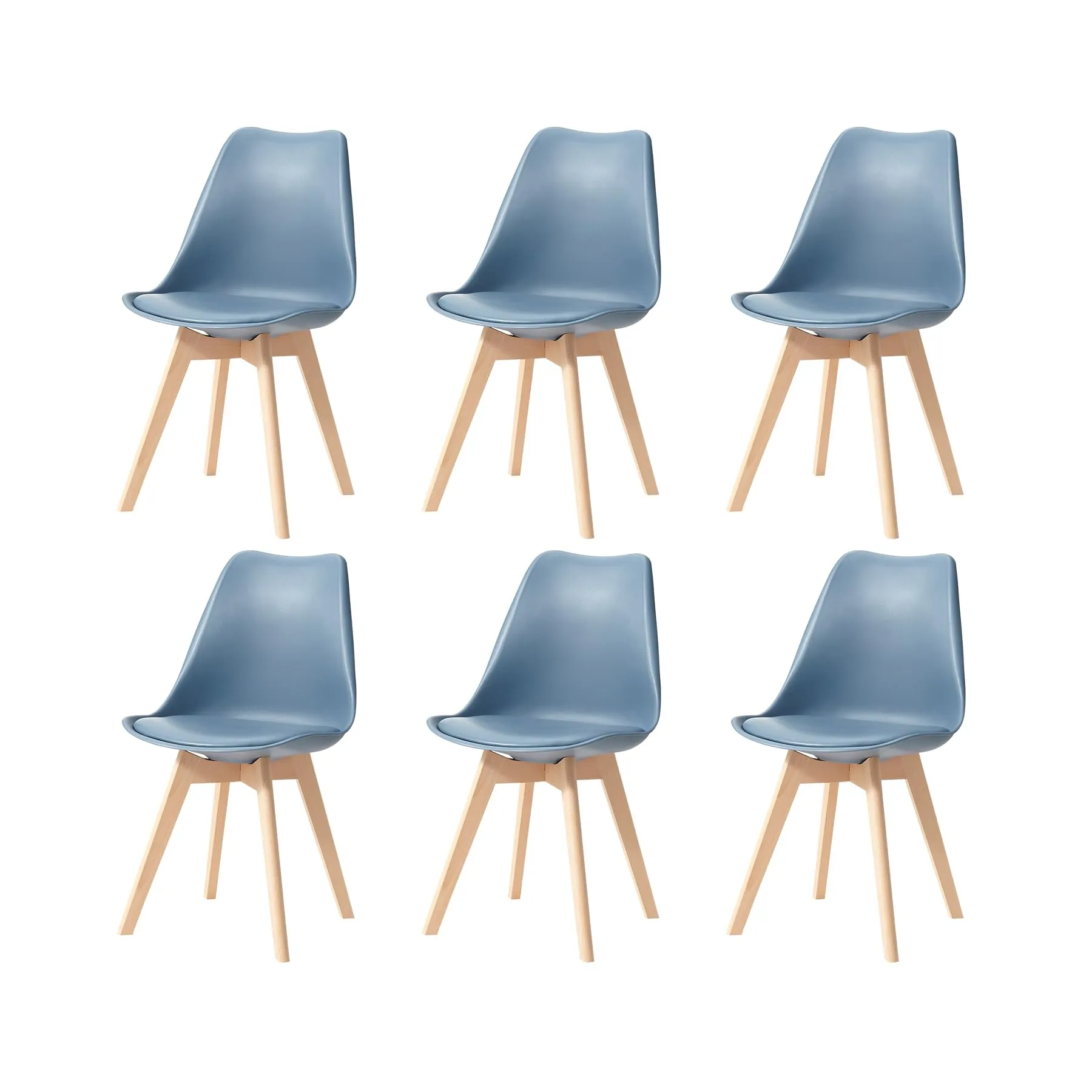 GrandCA HOME Set di 6 Sedie Imbottite per Sala da Pranzo in Legno di Faggio, Blu Navy - immagine 1