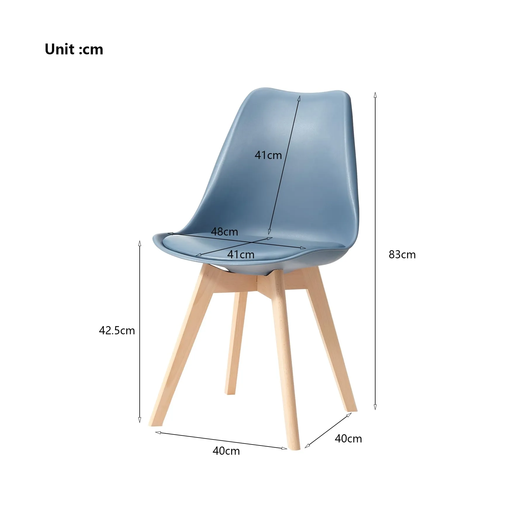 GrandCA HOME Set di 6 Sedie Imbottite per Sala da Pranzo in Legno di Faggio, Blu Navy - immagine 5