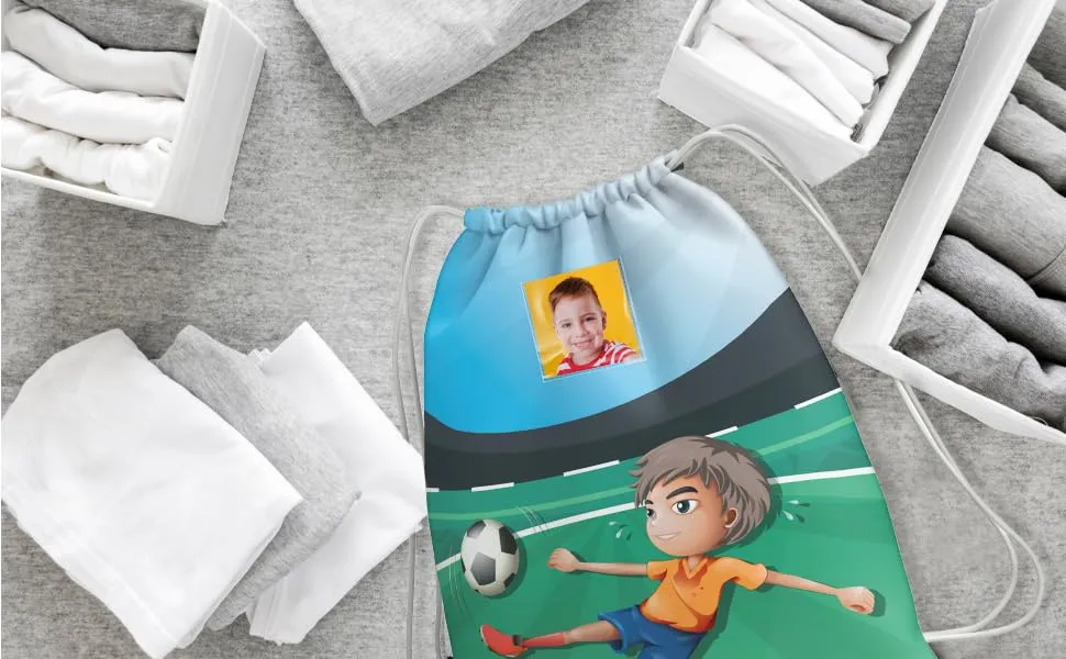 KAÏDENSÏ Sacca Asilo Personalizzata Calcio - Zainetto Asilo Nido 32x40 cm con Tasca Interna - immagine 6