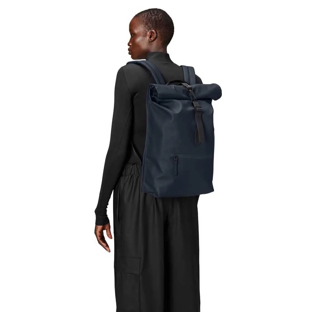 RAINS Rolltop Rucksack W3 Backpack, Blu Scuro, M - immagine 4