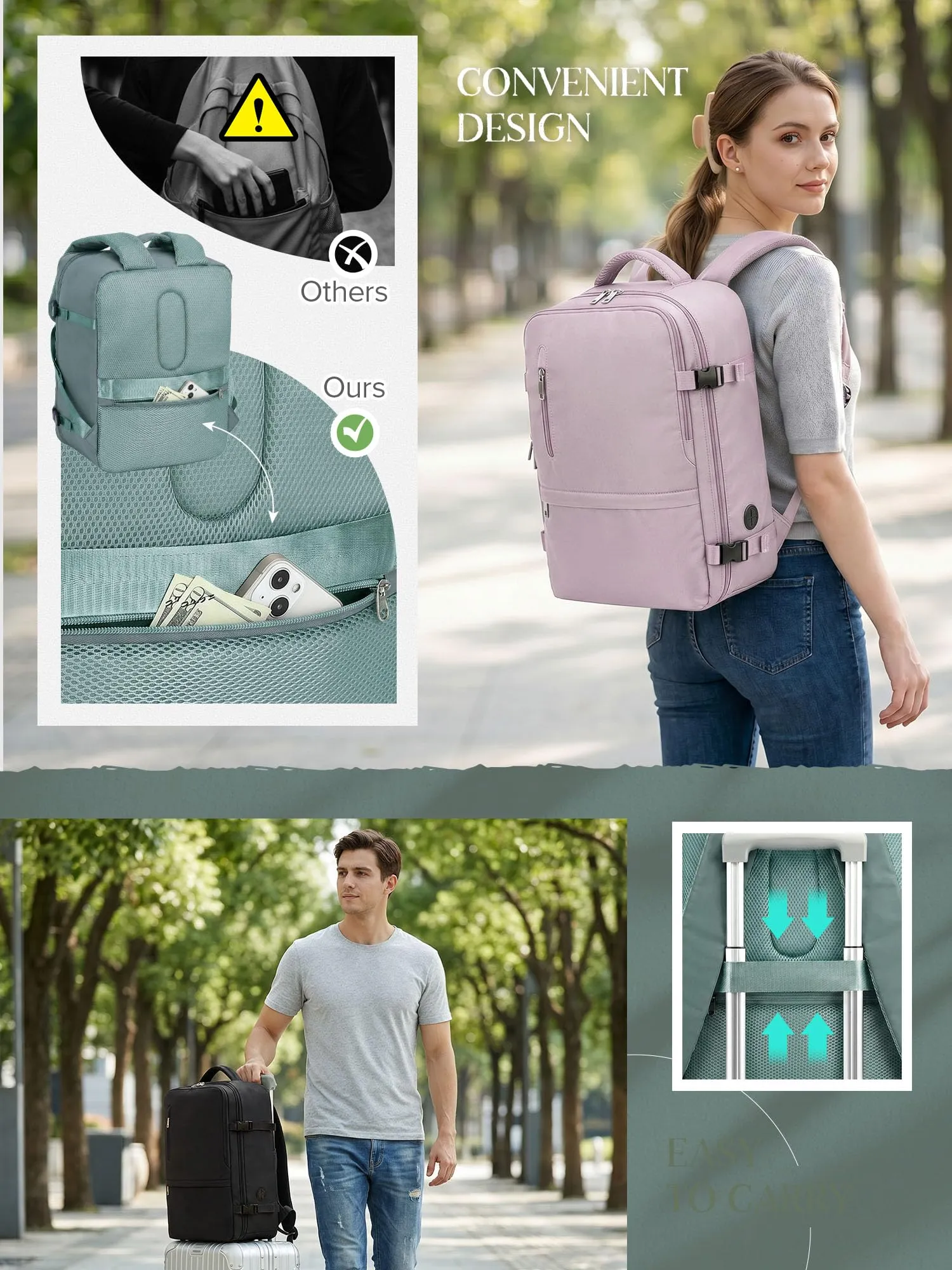 Hayayu Zaino Bagaglio a Mano per Ryanair 40x20x28 cm - immagine 4