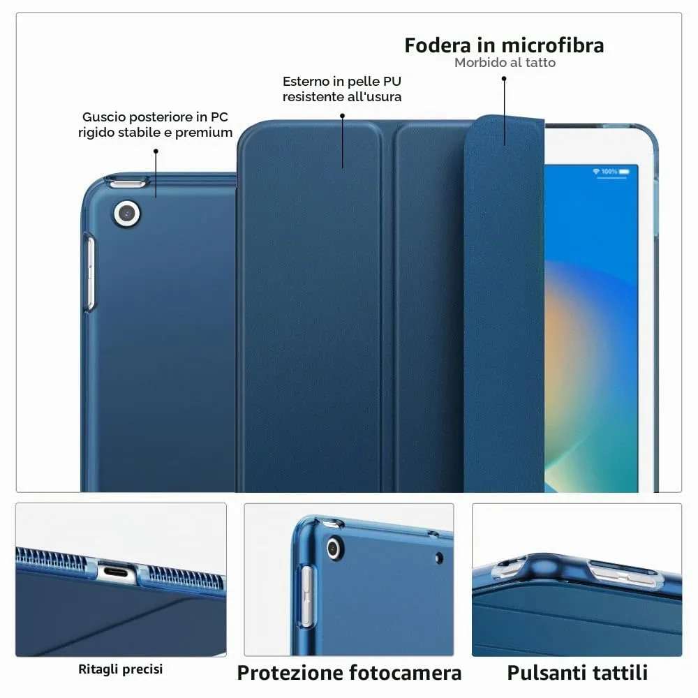 MoKo Cover for iPad 9th/8th/7th Gen 10.2" (2021/2020/2019), Blu Mare Scuro - immagine 4